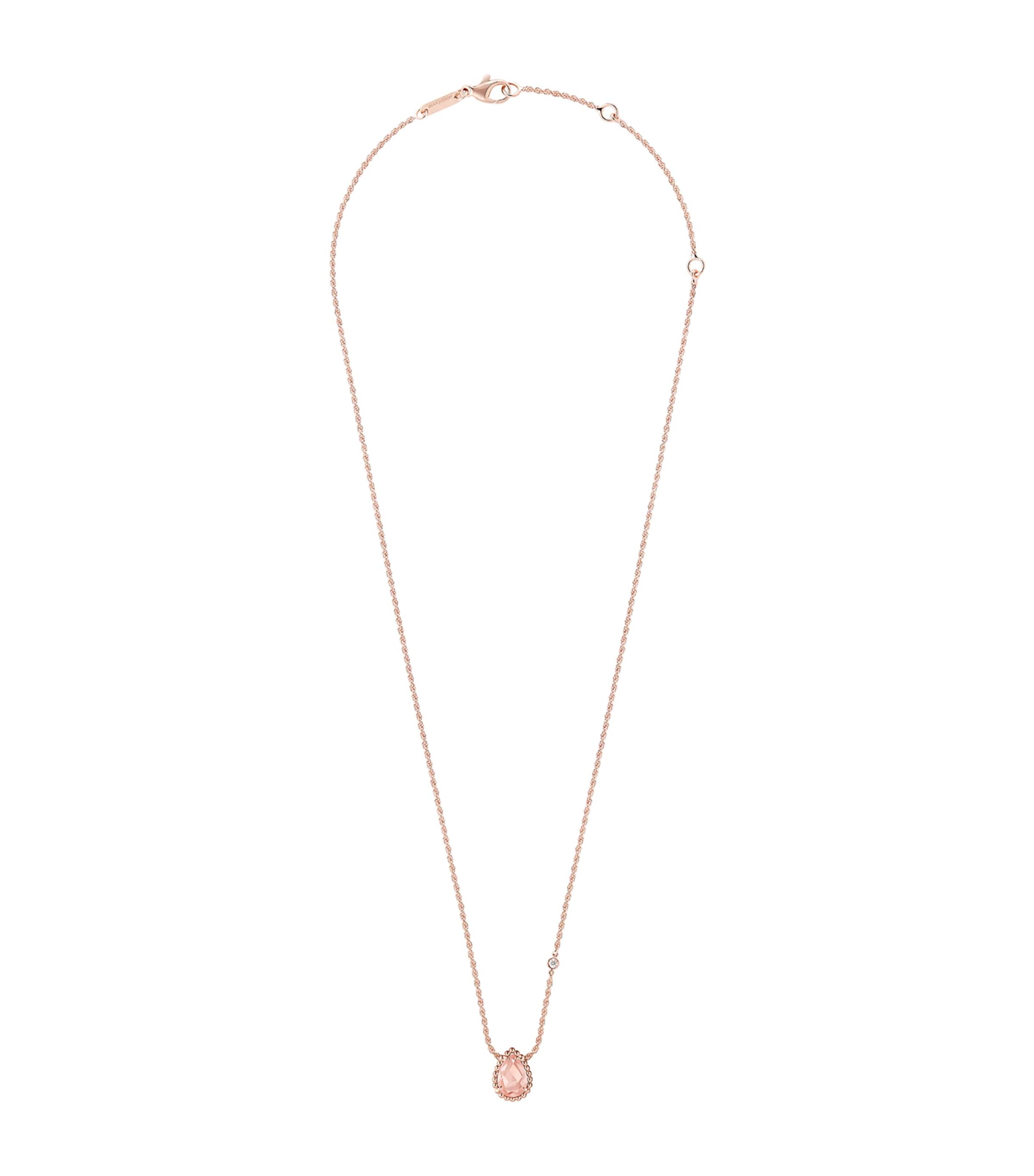 Boucheron Rose Gold, Diamond And Pink Quartz Serpent Bohème Necklace In Pink