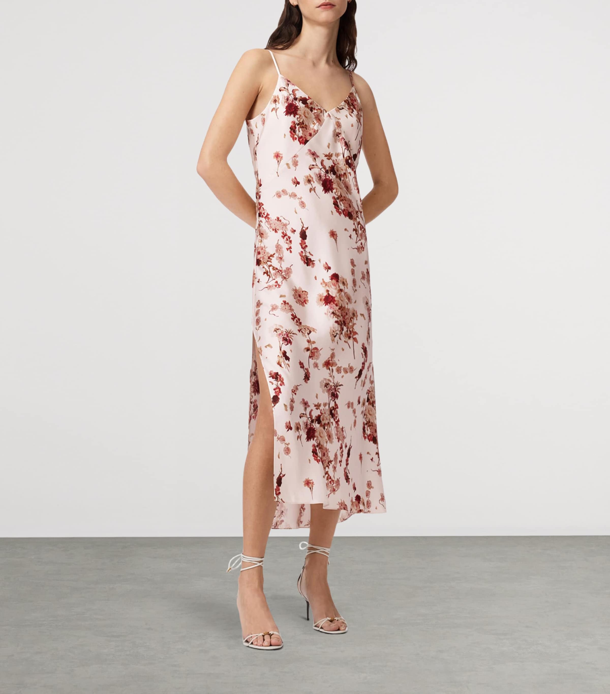 AllSaints Womens Silk-Blend Melody Slip Dress Armada Soft Pink Image 3
