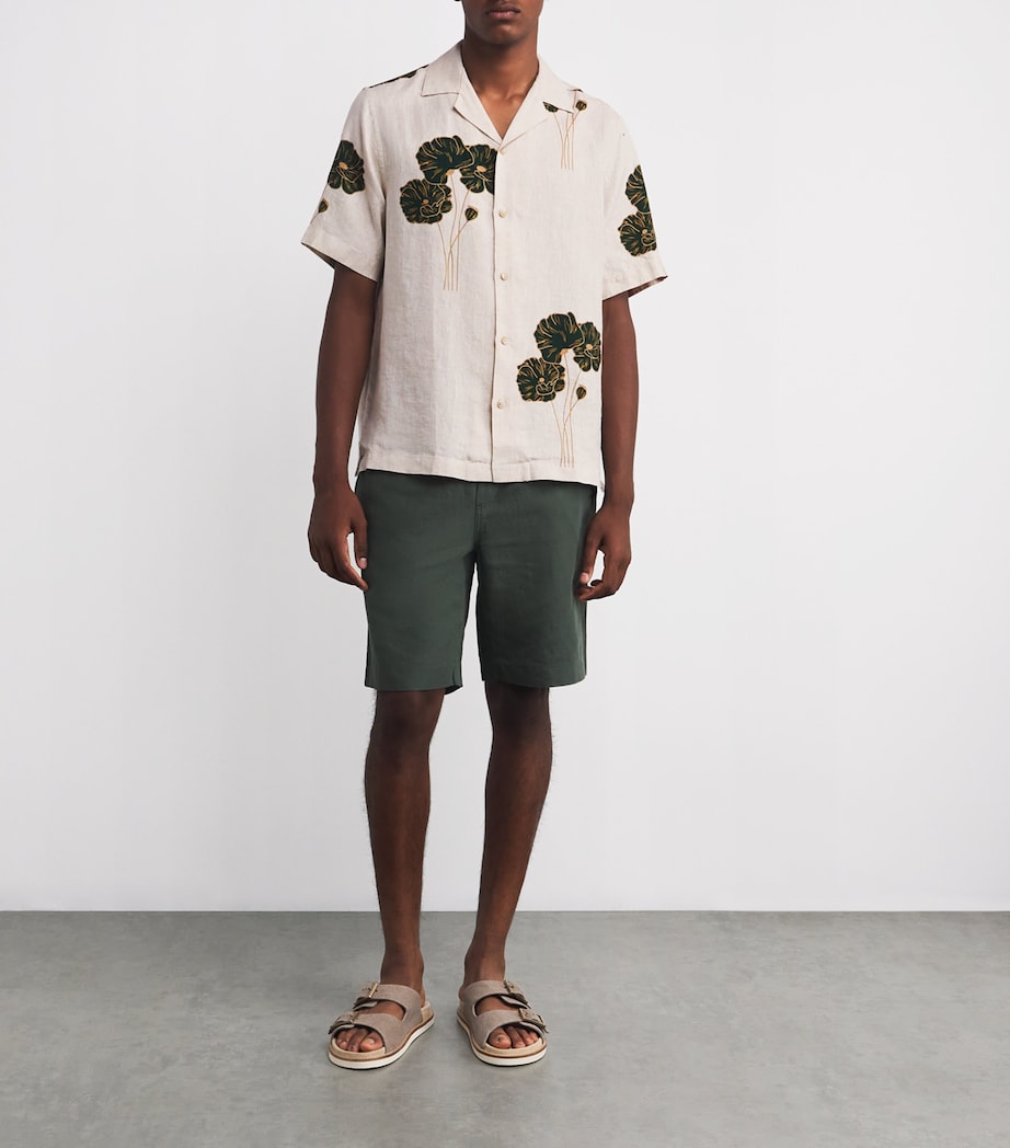 Linen Floral Roberto Shirt 884 ECRU EVERGREEN Image 2