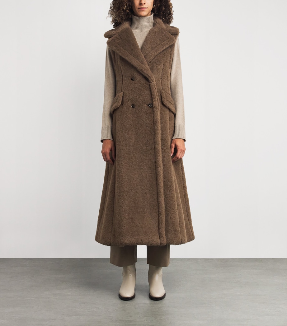 Alpaca-Wool-Silk Sleeveless Coat BROWN Image 3