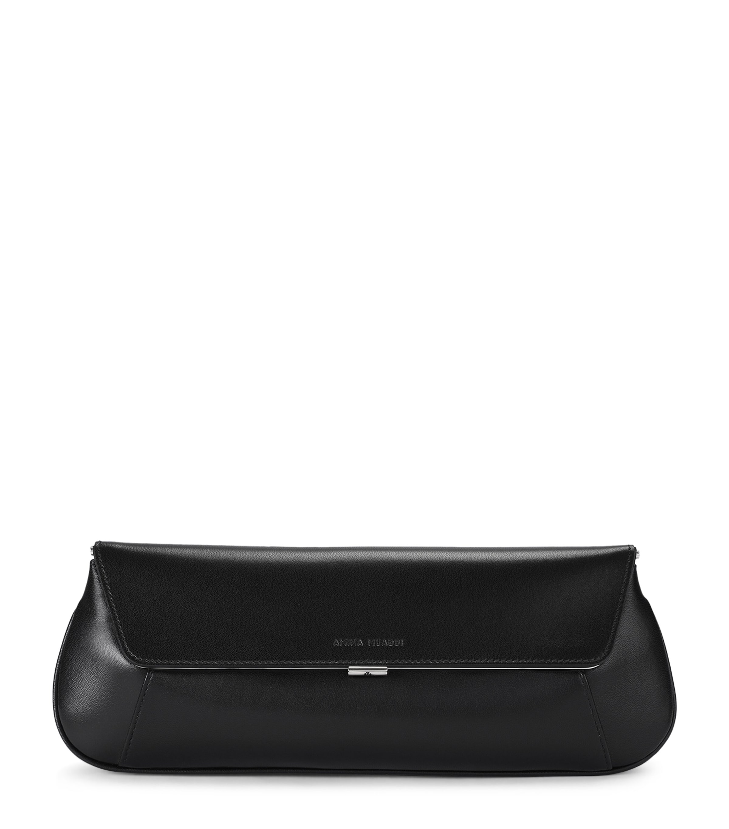 Amina Muaddi Leather Ami Clutch Bag Black