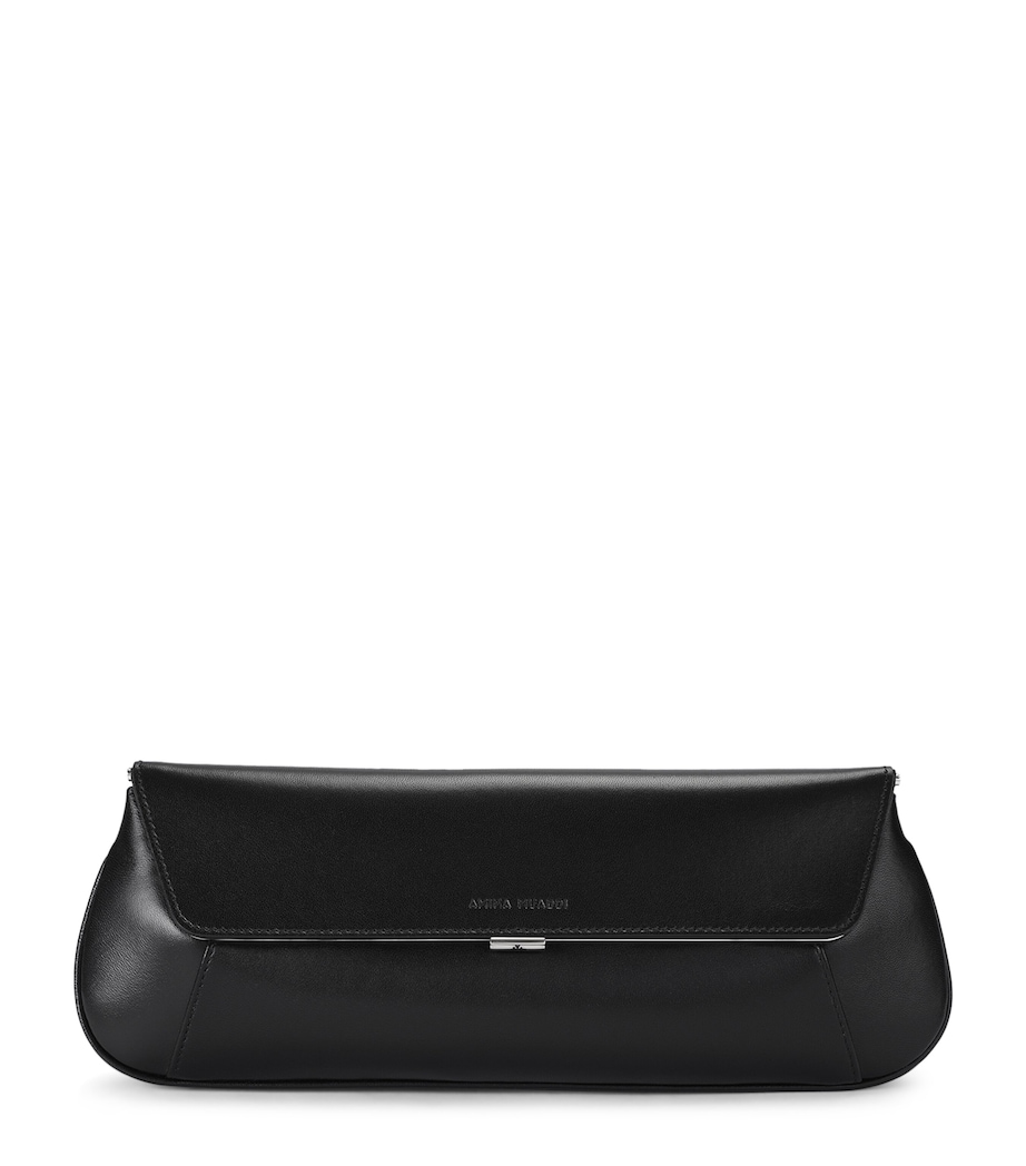Amina Muaddi Leather Ami Clutch Bag Black Image 1