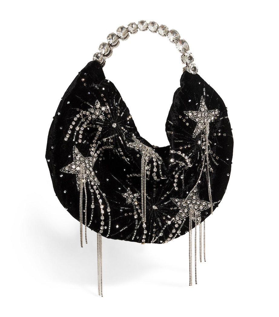 L'Alingi Mini Velvet Jewelled Clutch Bag Midnight Image 1