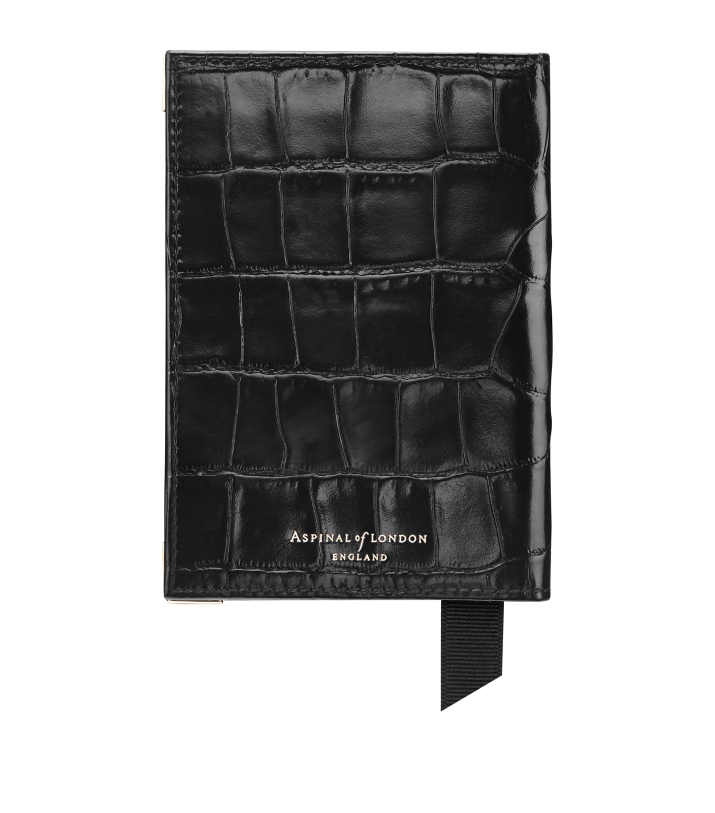 Croc-Embossed Passport Cover BLACK Image 2