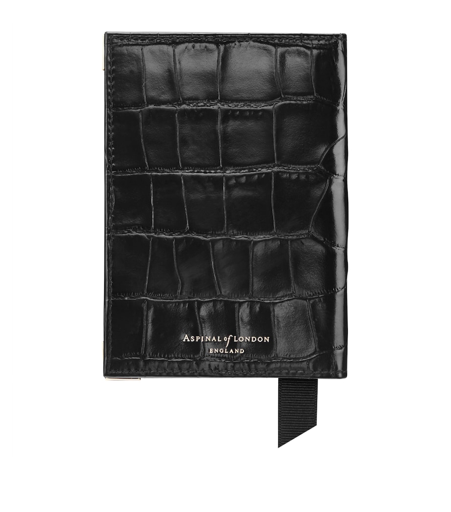 Croc-Embossed Passport Cover BLACK Image 2