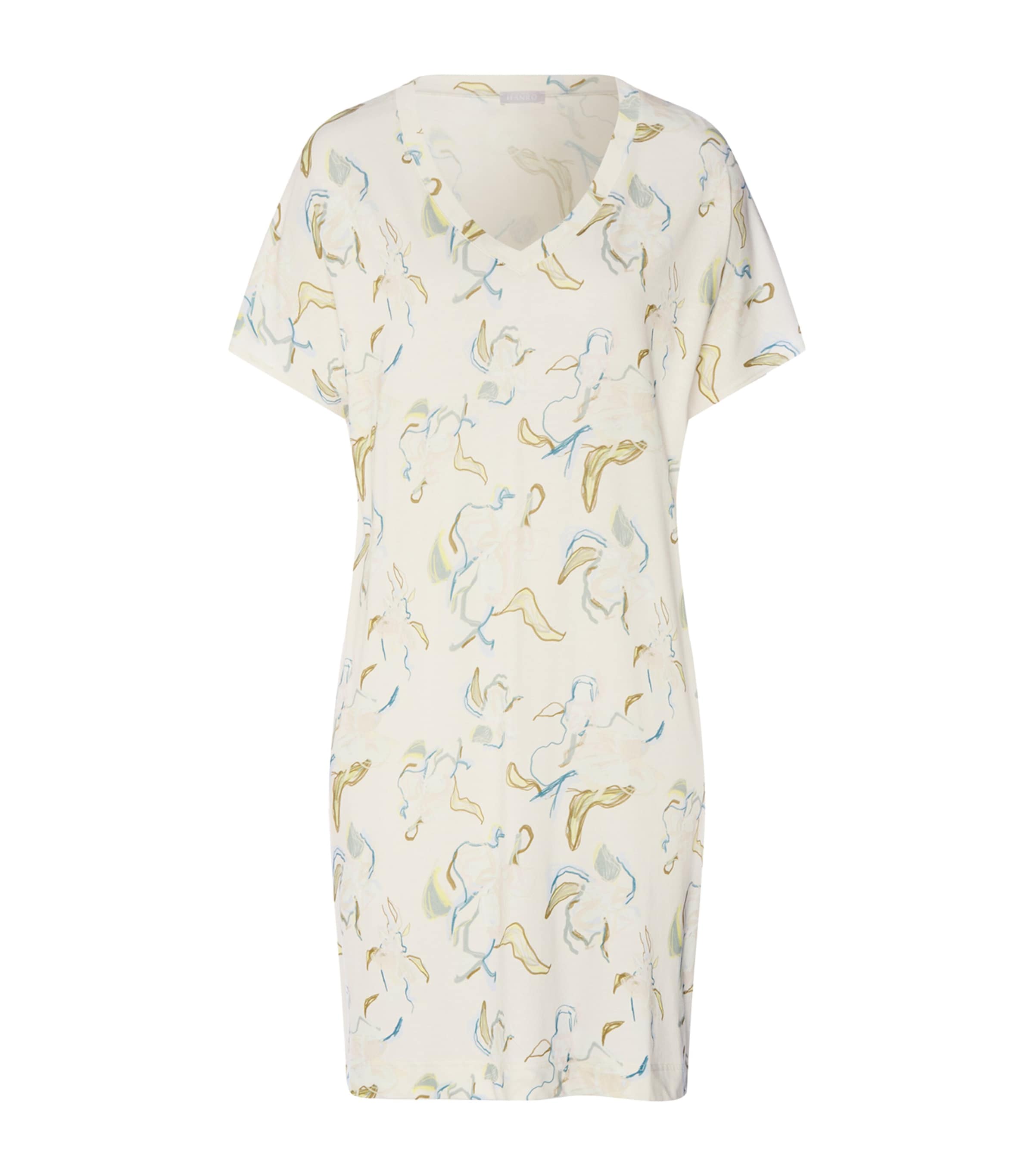 Hanro Womens Cotton-Modal Printed Nightdress Flowing Paint Image 1