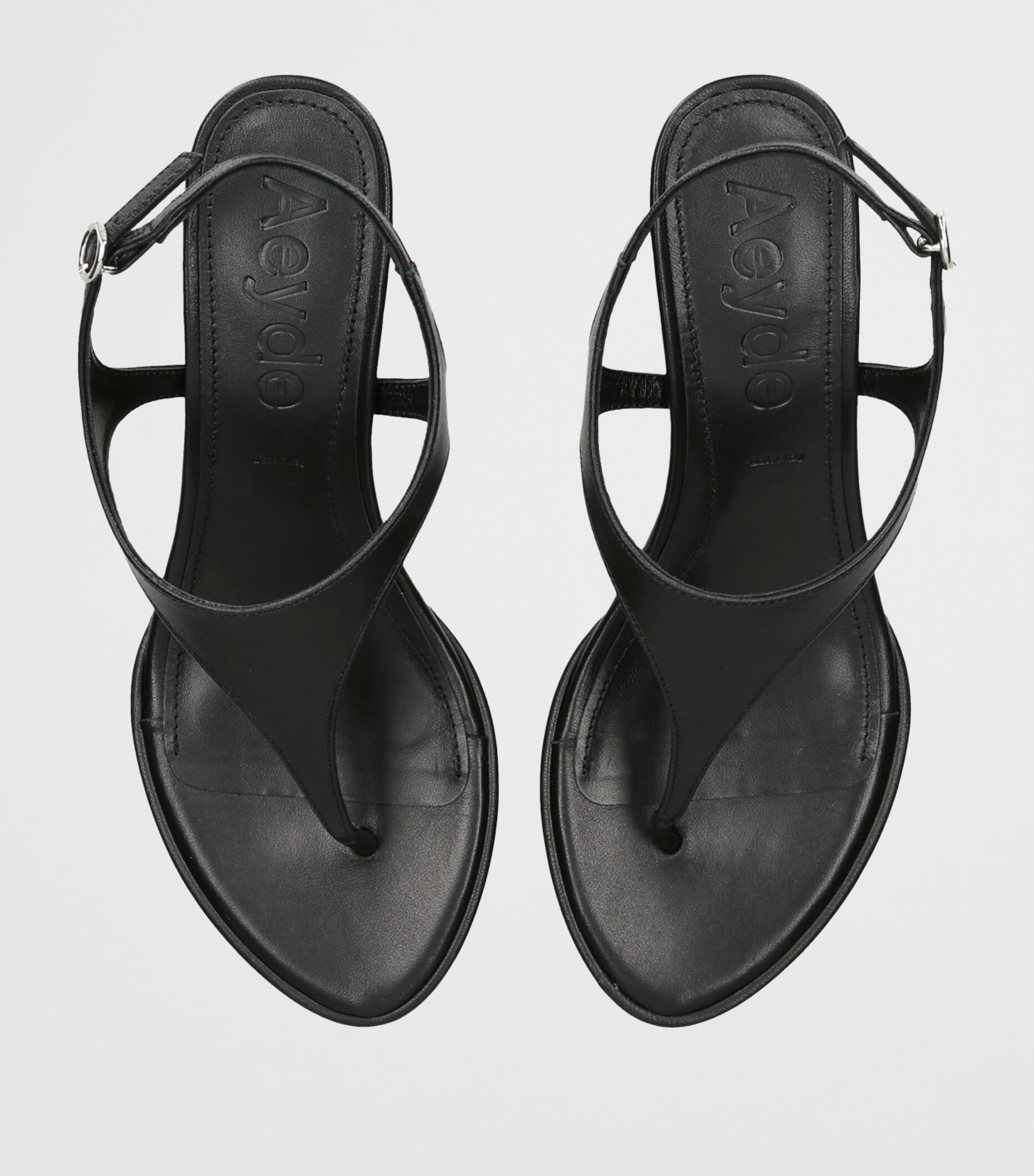 aeyde Leather Roose Wedge Sandals 55 Black Image 3