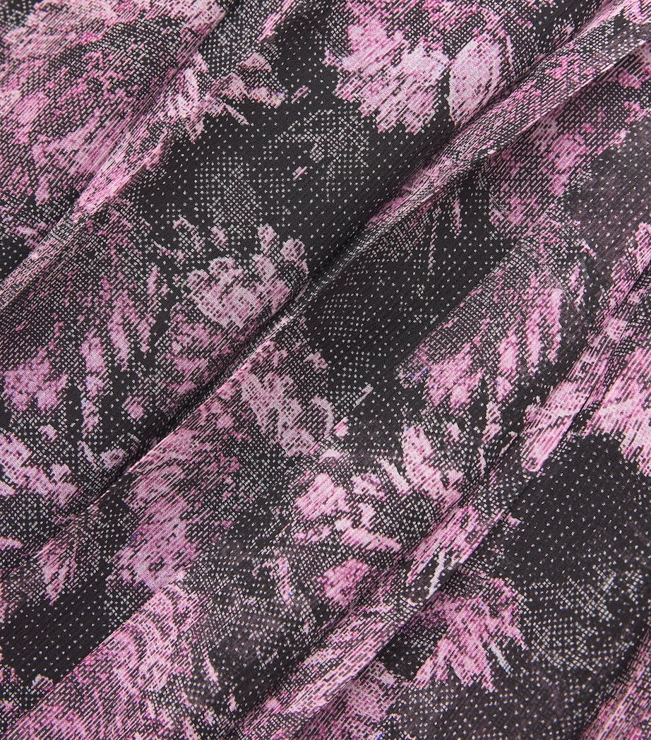 Silk Pleated Midi Skirt PINK PIXEL FLORAL Image 5