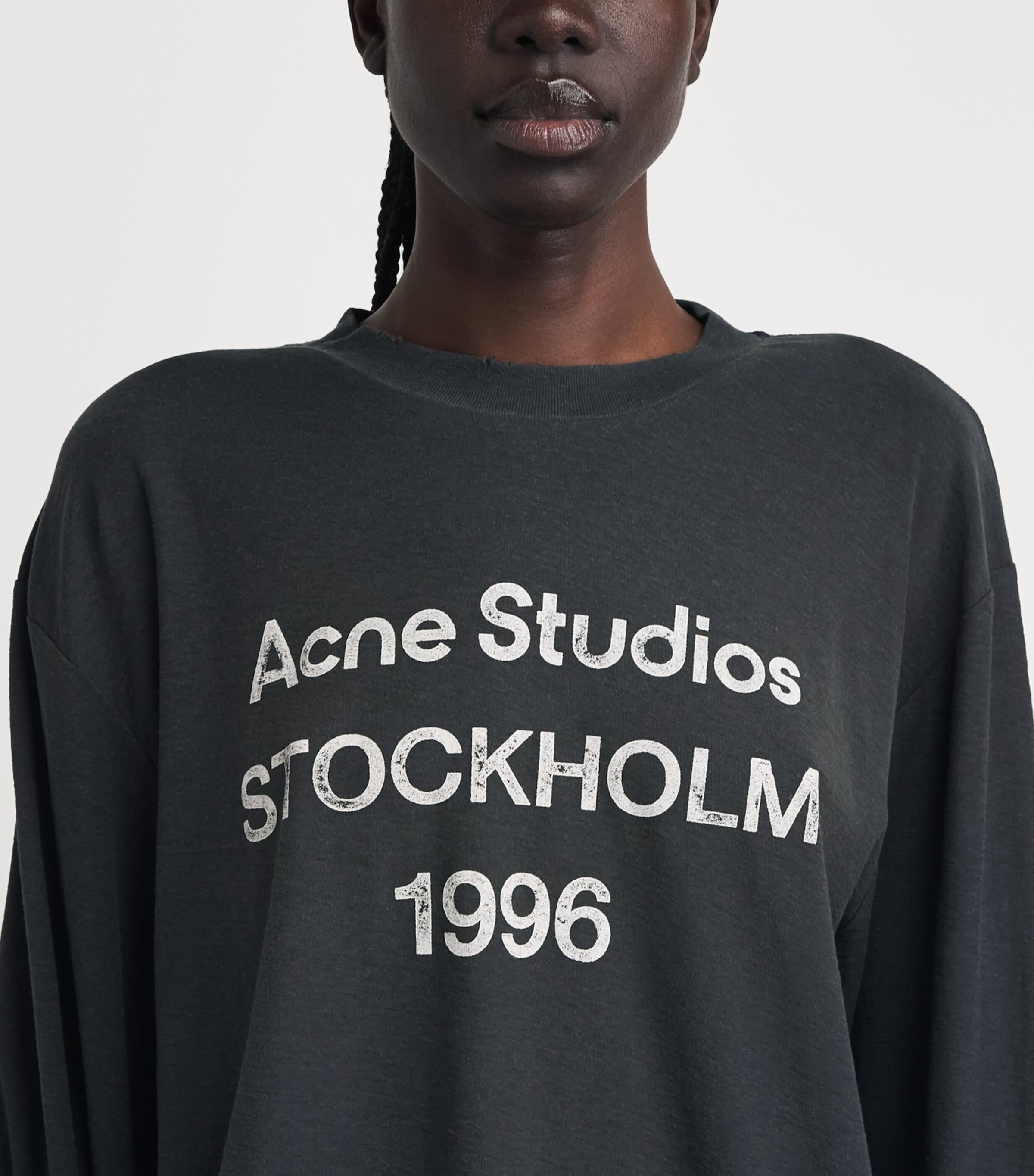 Acne studios S ロンT ブラック　ロゴTシャツ Acne Studios Black Logo Long-Sleeve T-Shirt | Harrods US