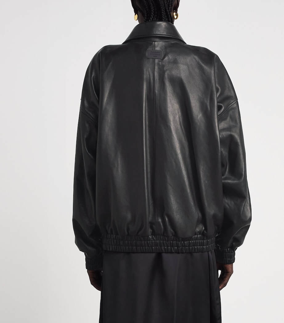 Acne Studios Womens Leather Bomber Jacket Black Image 5