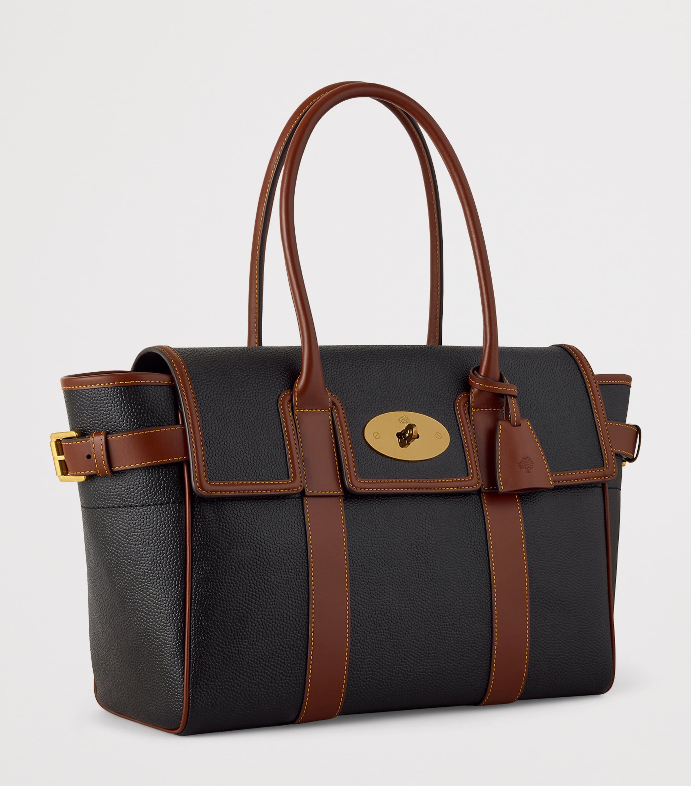 Mulberry Bayswater Shoulder Bag Black Cognac Image 3