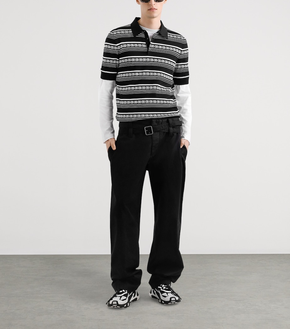 Silk Monogram Polo Shirt N0004-BLACK/WHITE Image 3