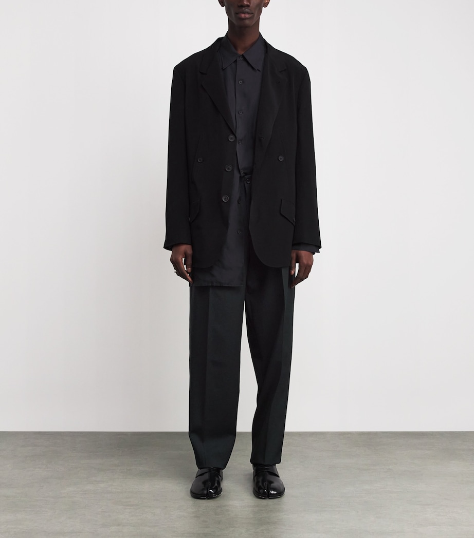Wool 2-Tucks Tailored Trousers BLACK Image 2