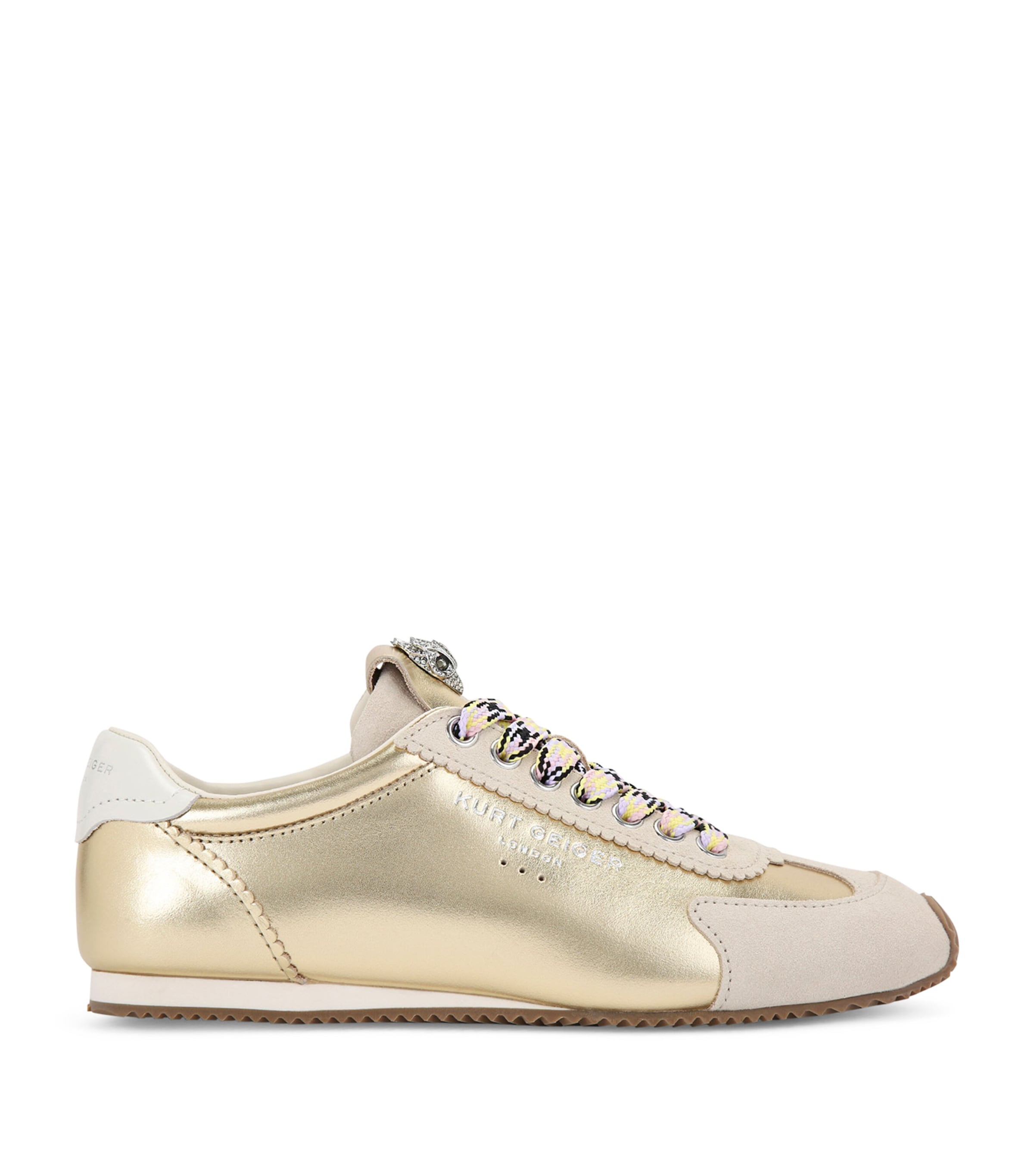 Kurt Geiger Metallic Leather Islington Low-top Sneakers In Gold