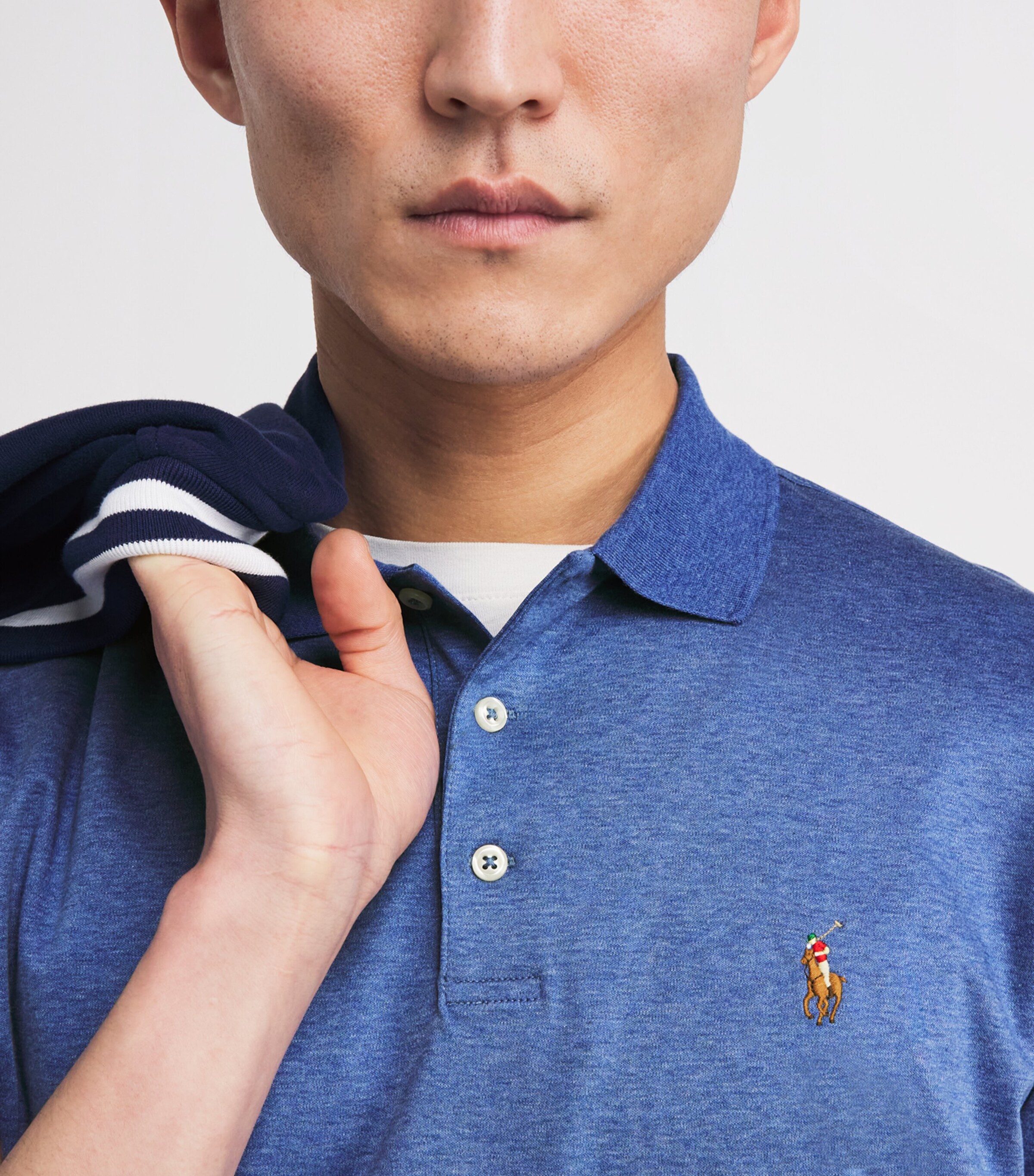 Pima Cotton Polo Shirt FADED ROYAL HEATHER Image 6