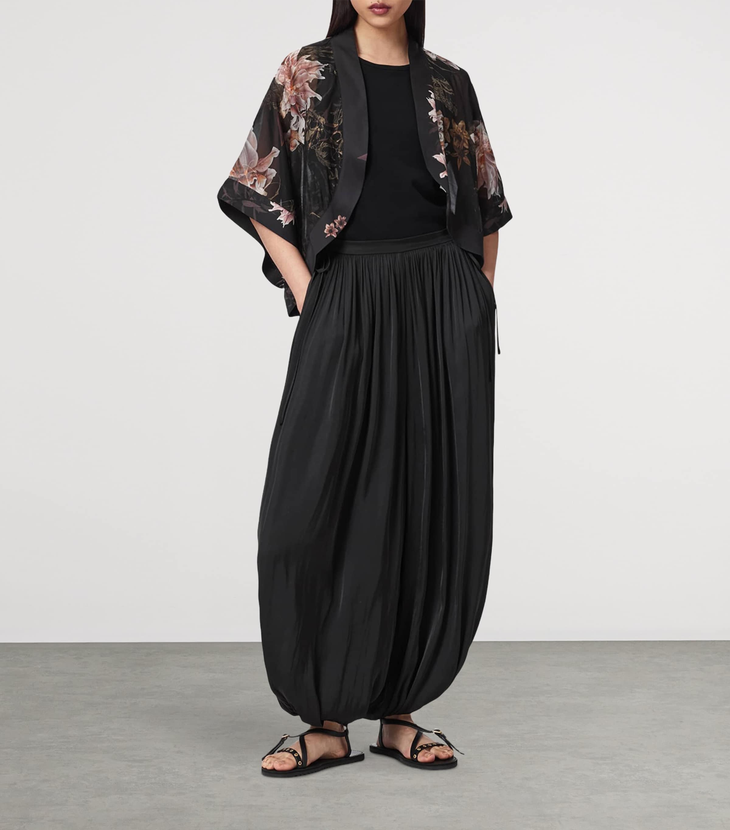 AllSaints Womens Eshe Barrel-Leg Trousers Black Image 6