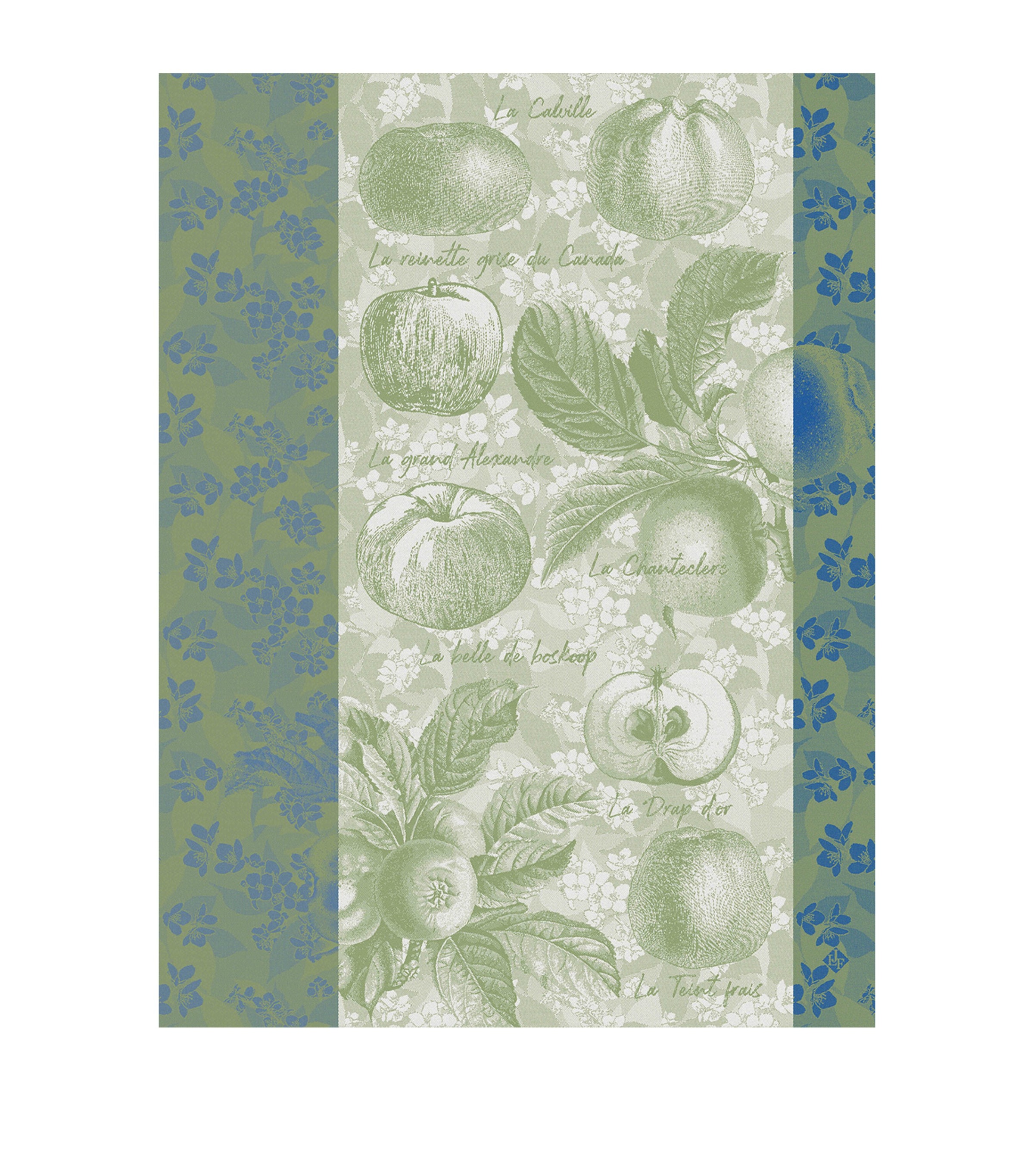 Le Jacquard Français Cotton Pommes Tea Towel In Green