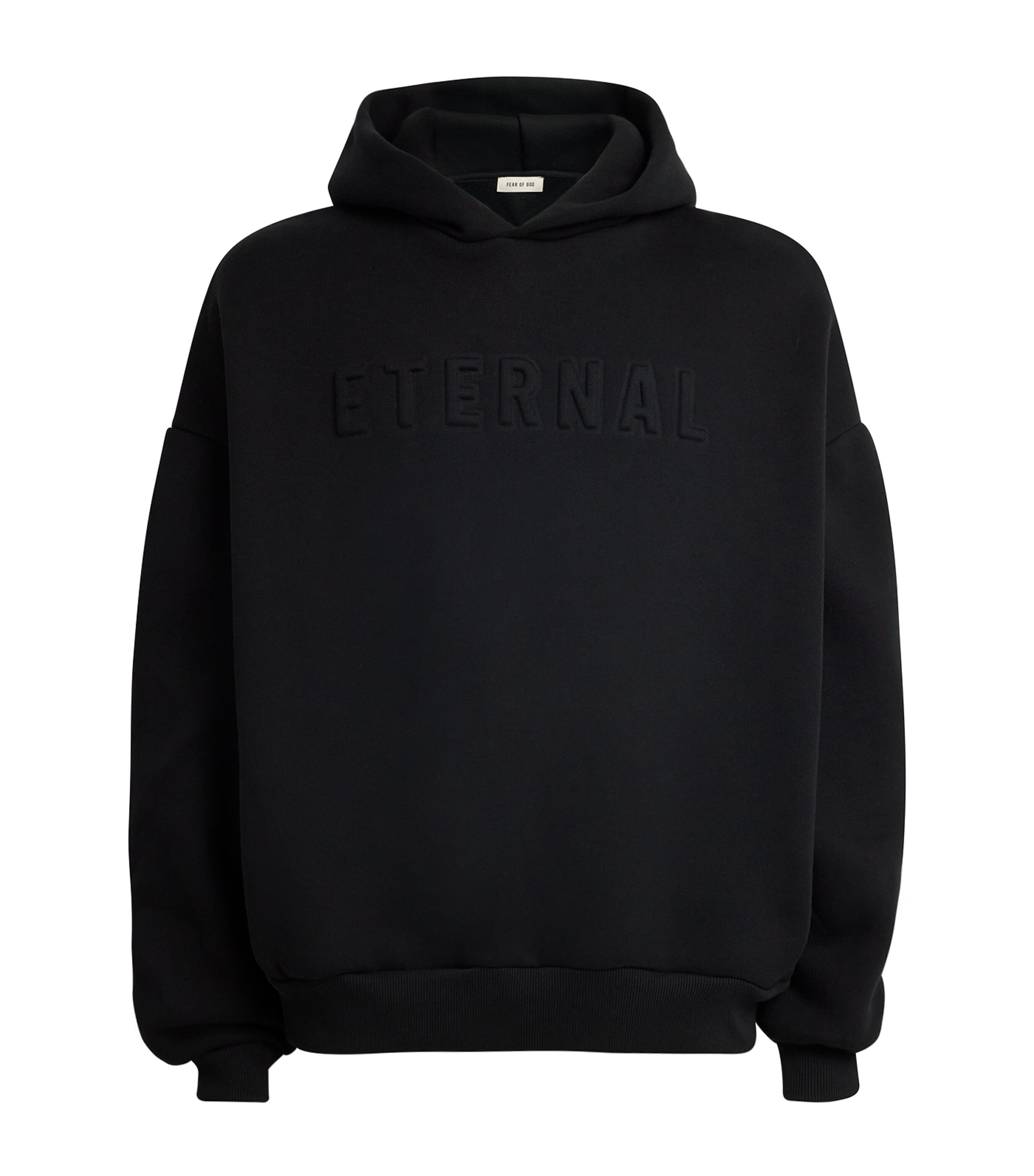 Fear Of God Eternal Black Hoodie With Logo Patch On The Hood And Embroidery On The Front In Cotton Blend Man In Black