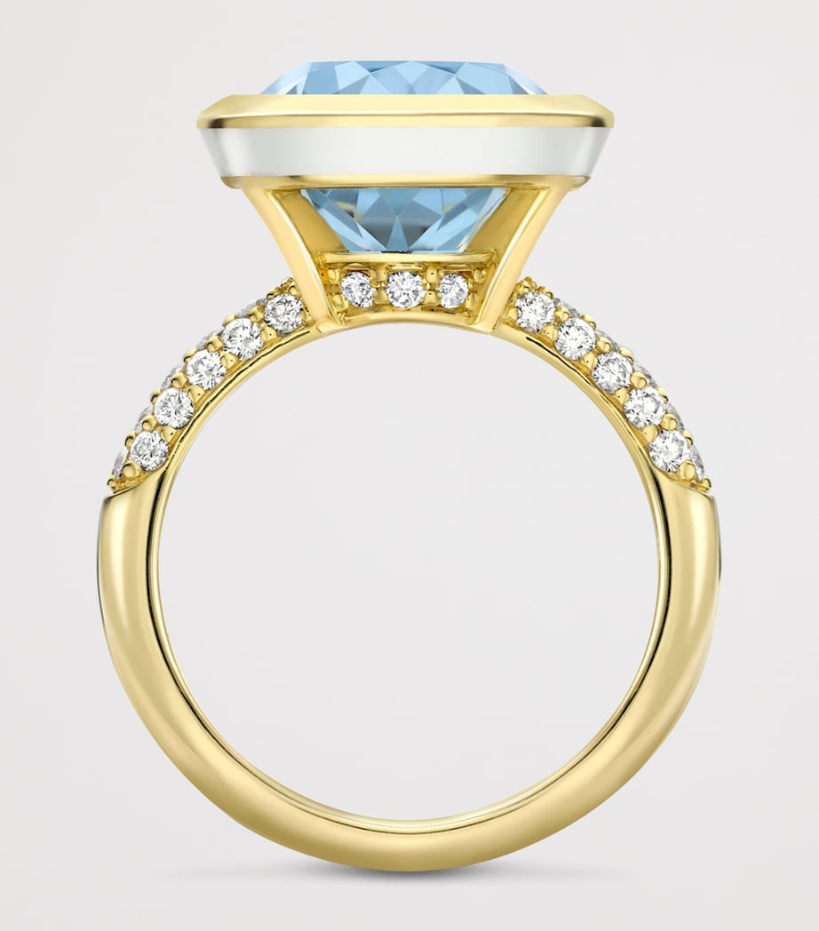 Boodles Yellow Gold, Diamond and Aquamarine Dolce Vita Oval Ring Yellow Gold Image 3