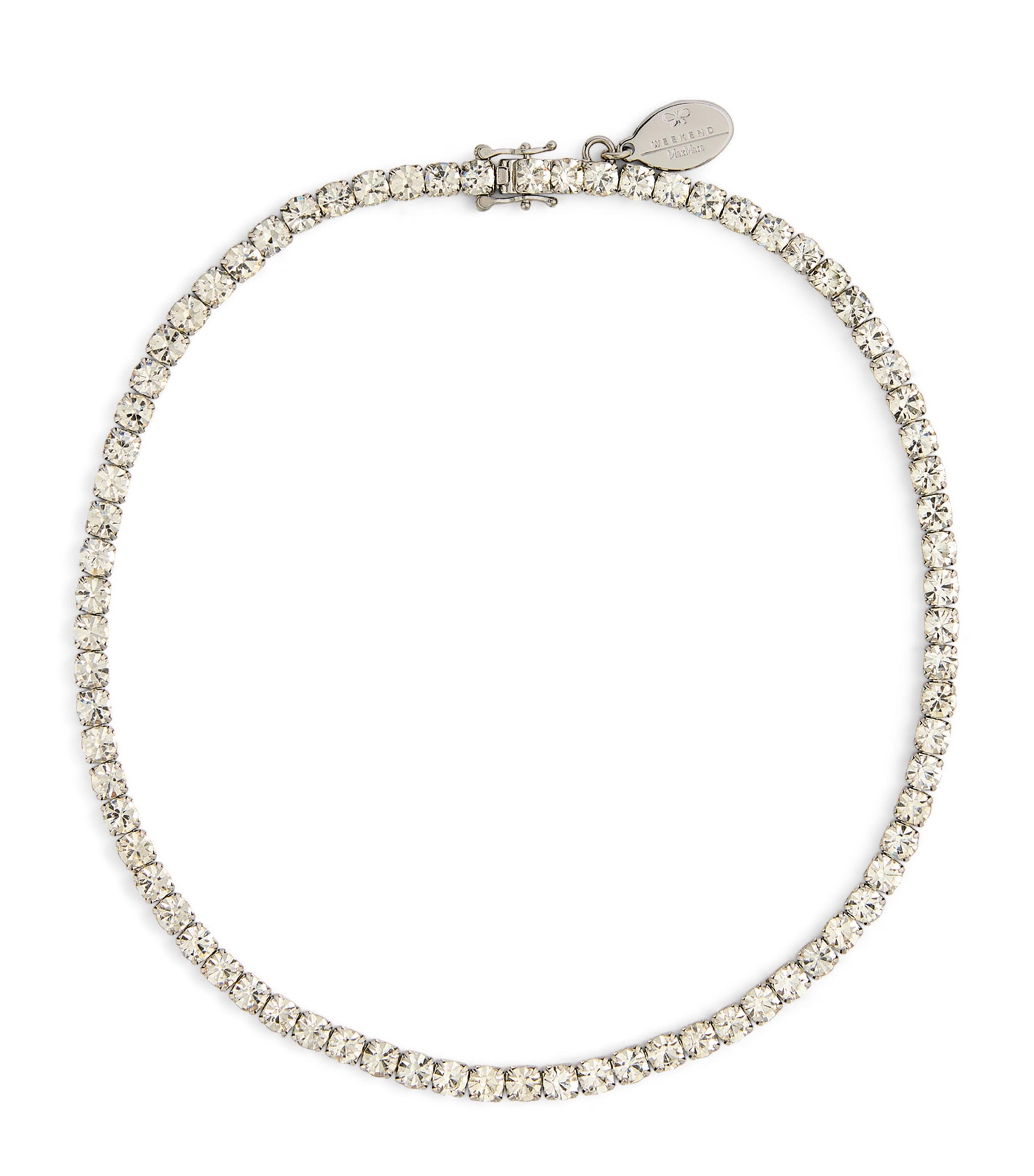 Shop Weekend Max Mara Diamanté Tennis Choker Necklace In White