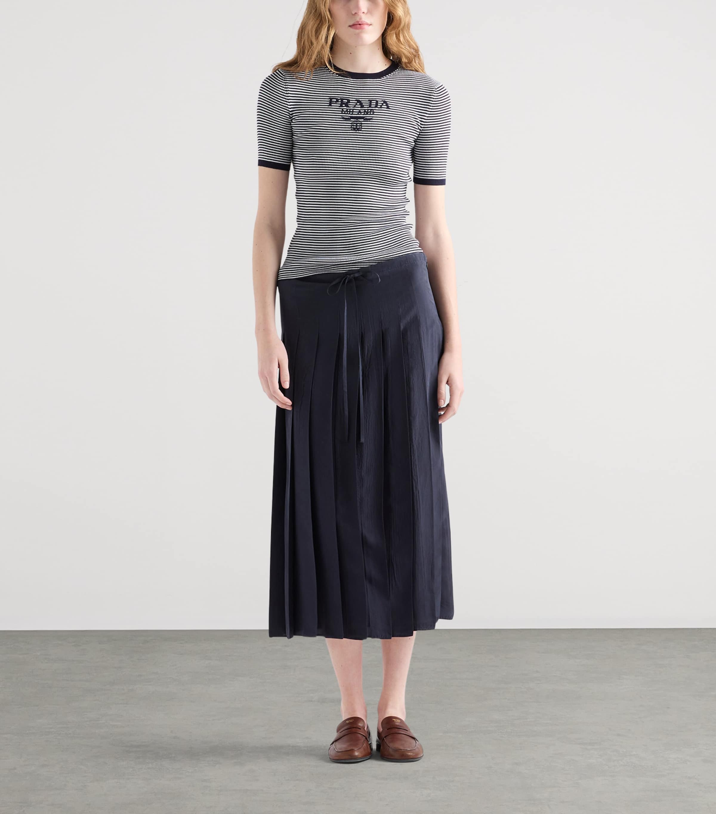 Prada Womens Silk Cropped Logo Sweater Image 2