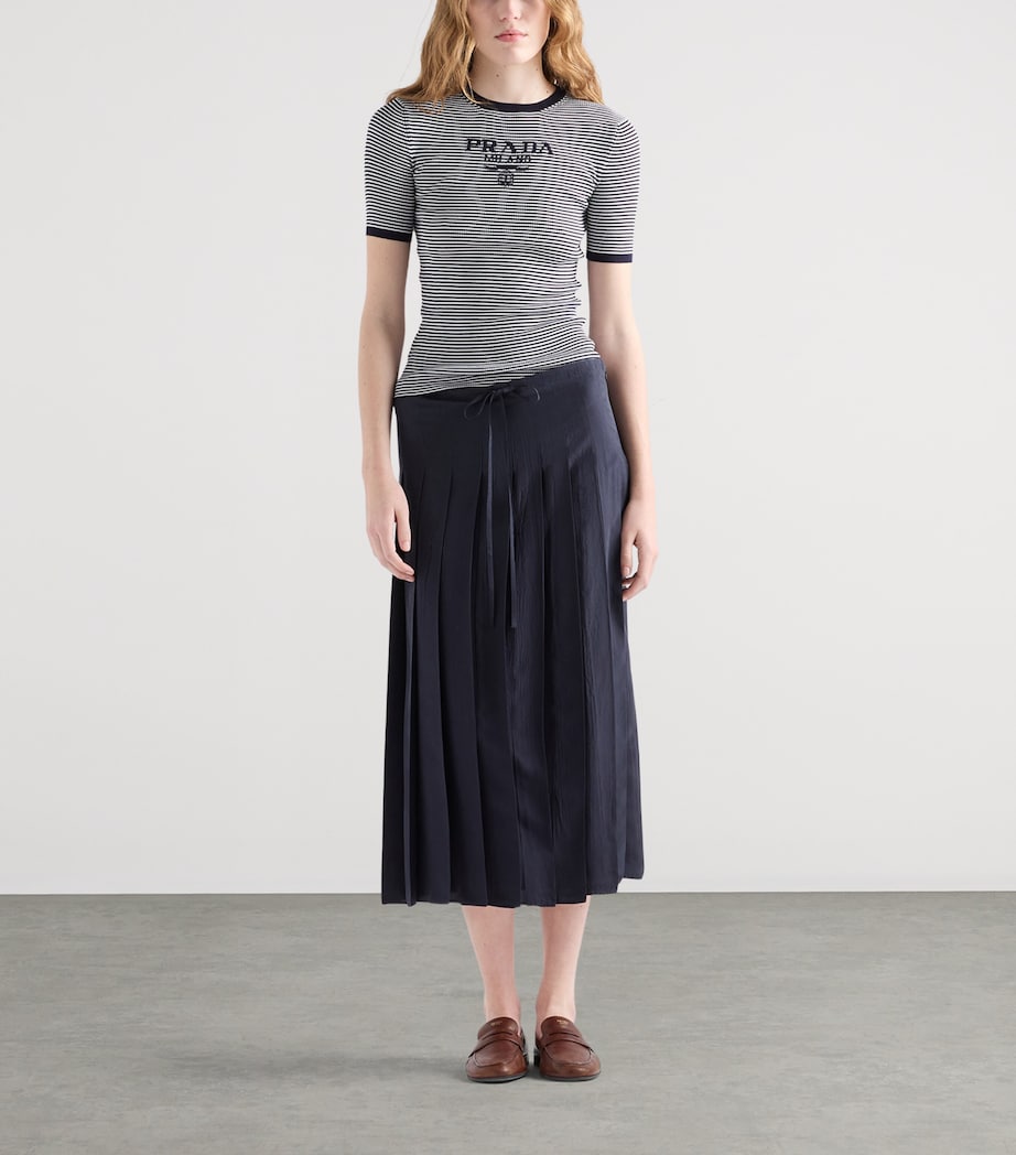 Prada Womens Silk Cropped Logo Sweater Image 2