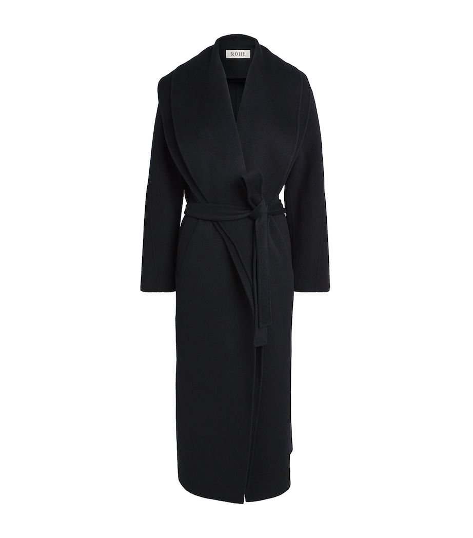 Róhe Womens Cashmere-Wool Signature Scarf Coat Navy Image 1