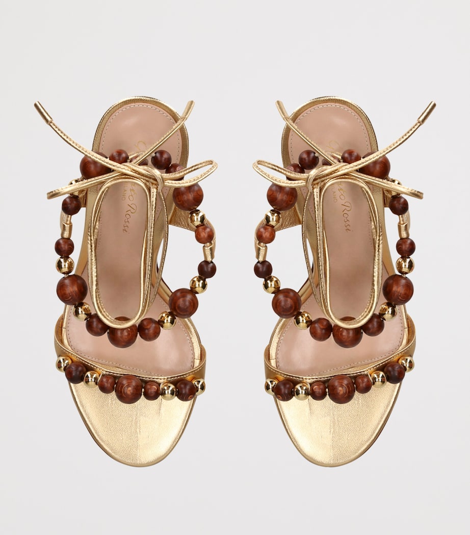 Gianvito Rossi Leather Embellished Pandawa Wrap Sandals 95 Gold Image 3