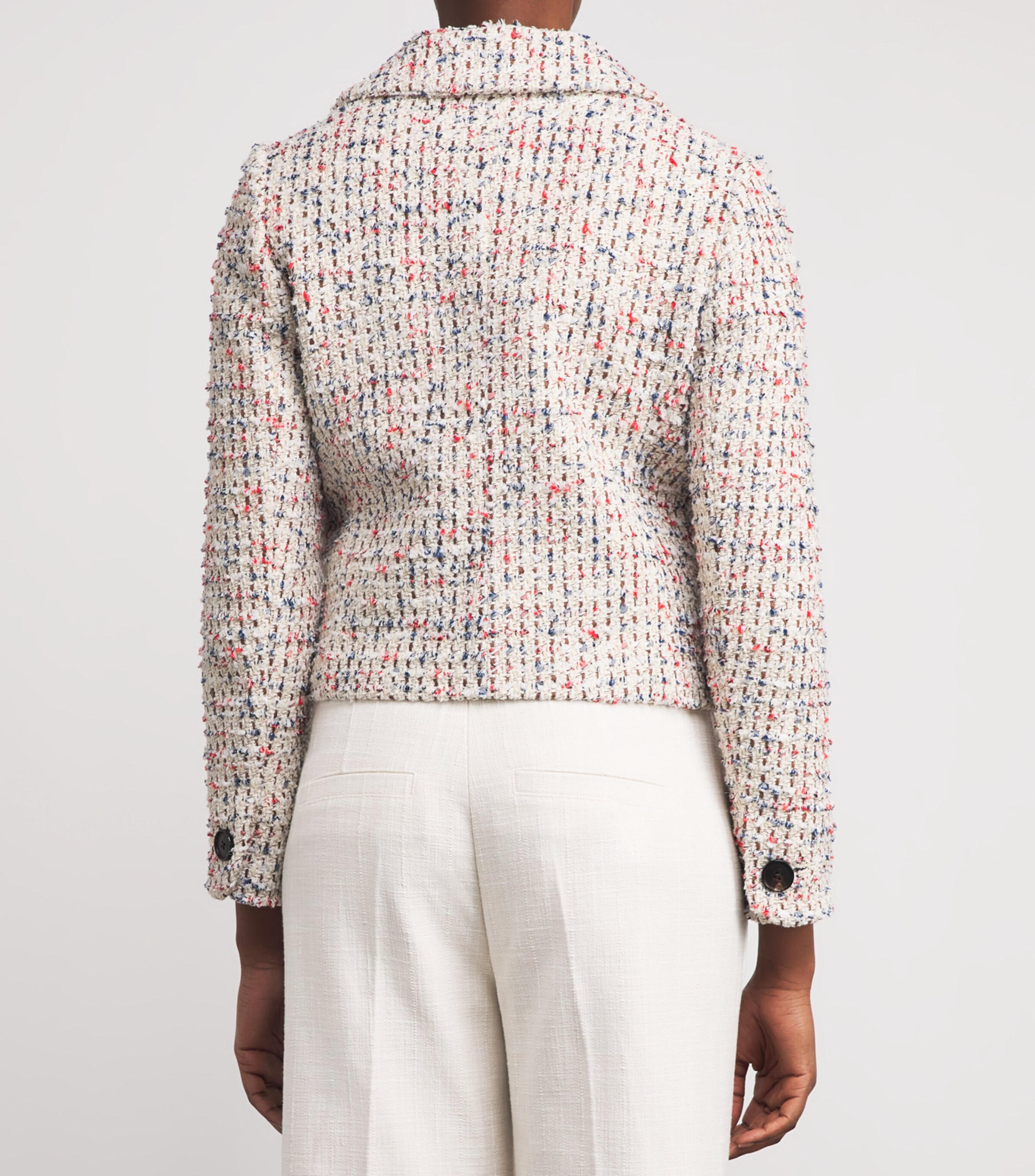 ME+EM Womens Cotton-Blend Heritage Crop Jacket Cream Multi Image 5