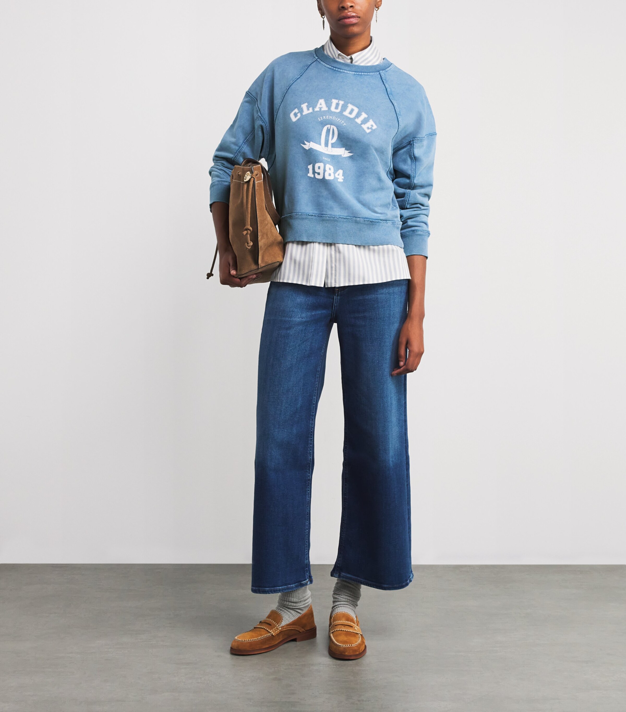 Cotton Logo Sweatshirt WASHY BLUE Image 2