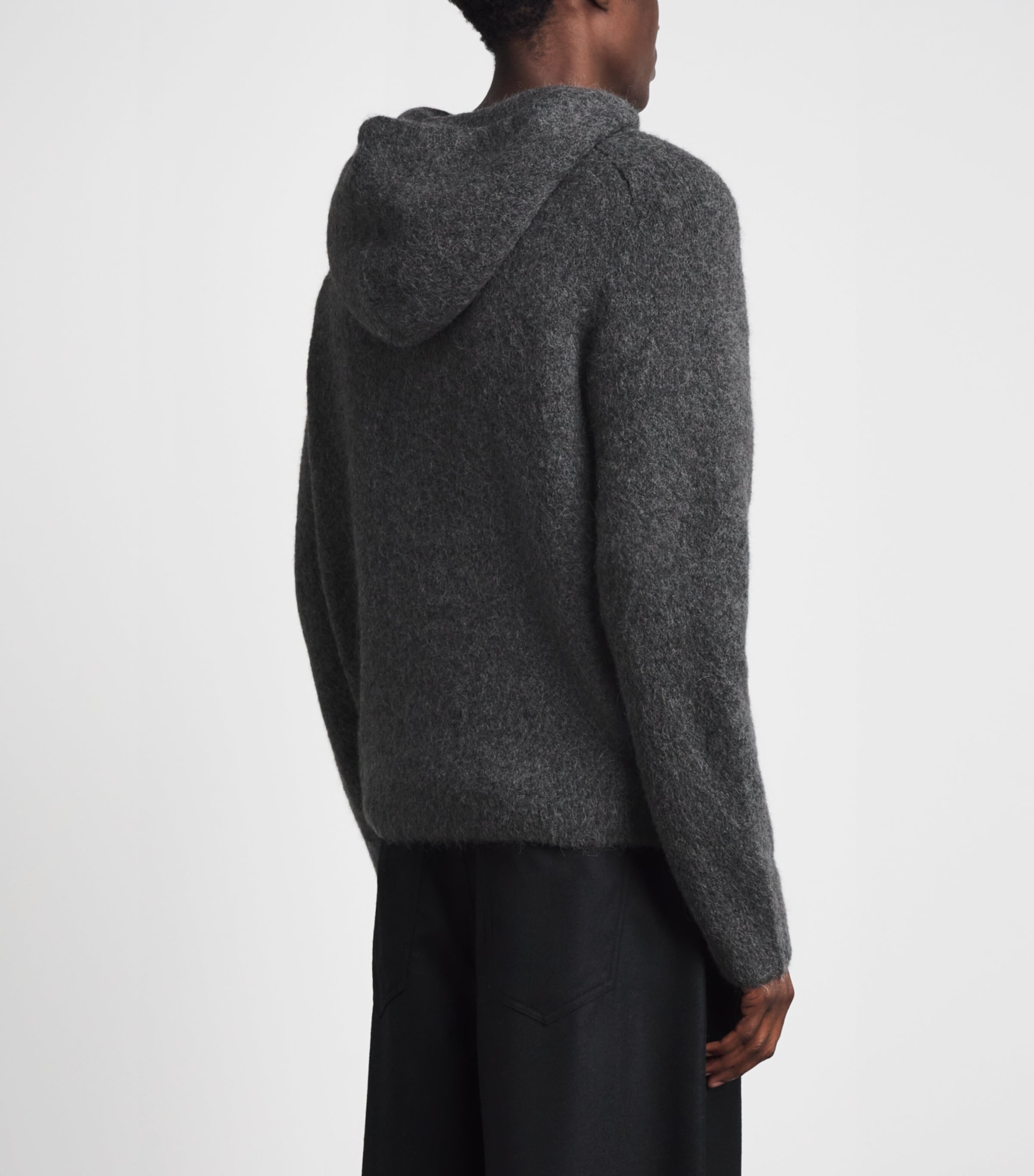 Samsøe Samsøe Mens Alpaca-Blend Sajob Hoodie Dark Grey Mel. Image 5