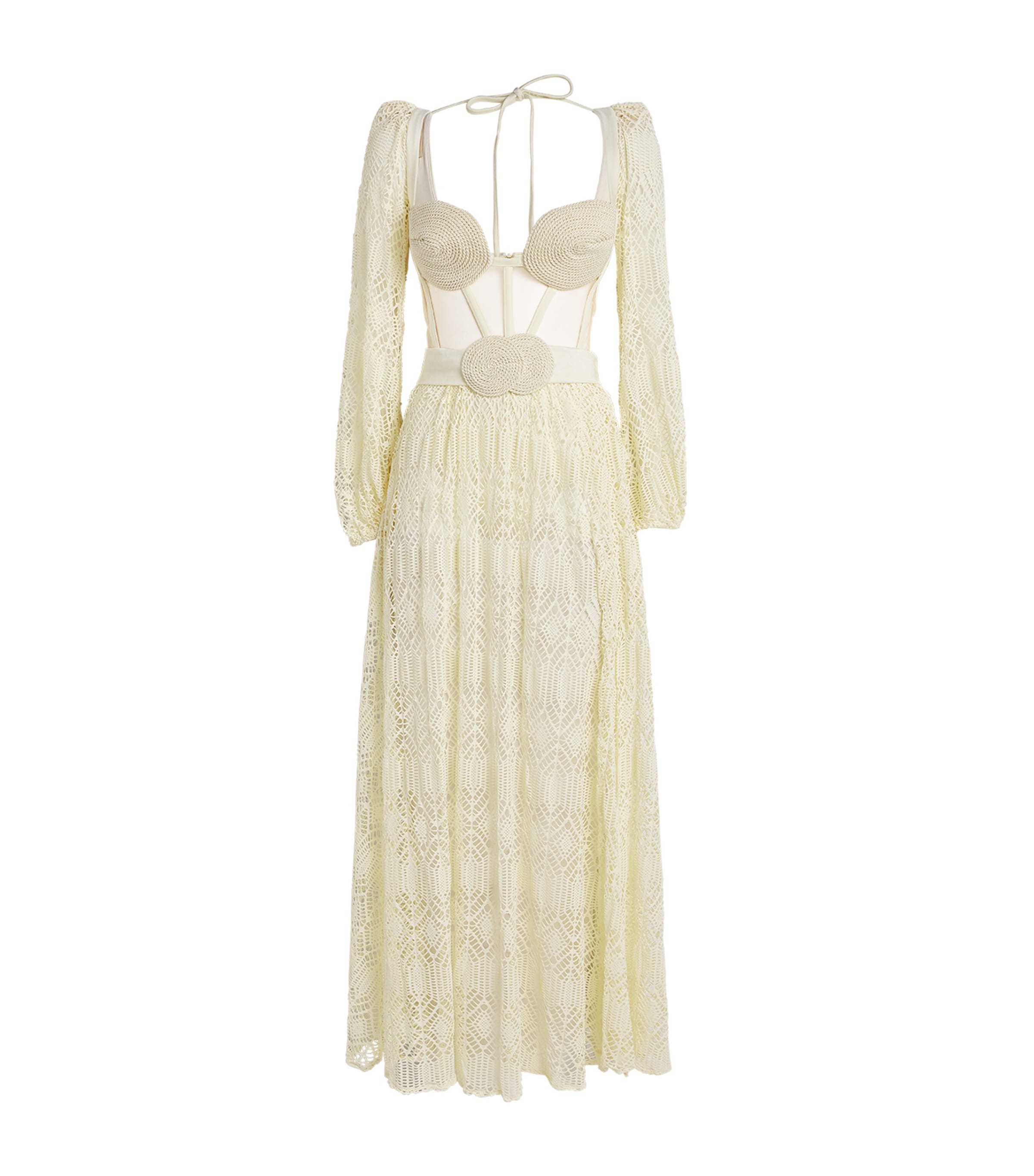 PatBO Womens x Camila Coelho Corseted Rope Bustier Maxi Dress Off White Image 1