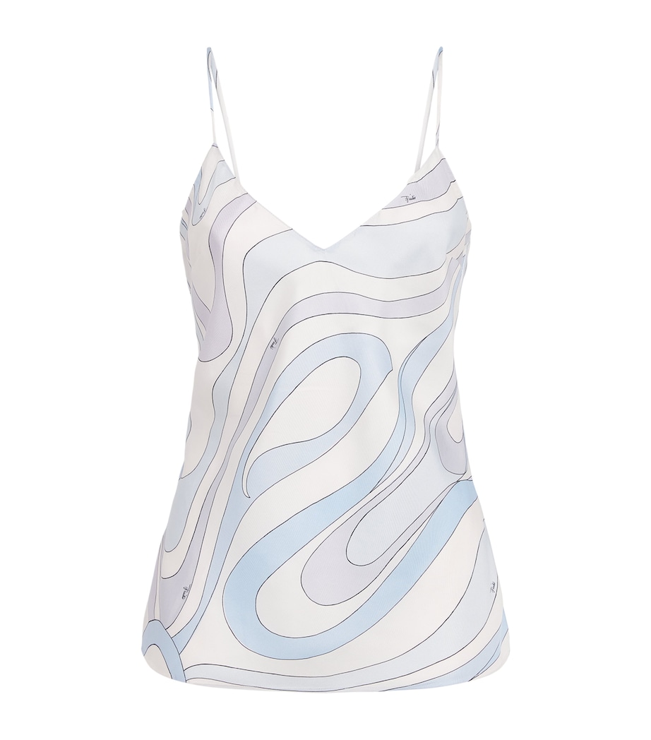 PUCCI Womens Silk Printed Cami Top Light Blue Image 1