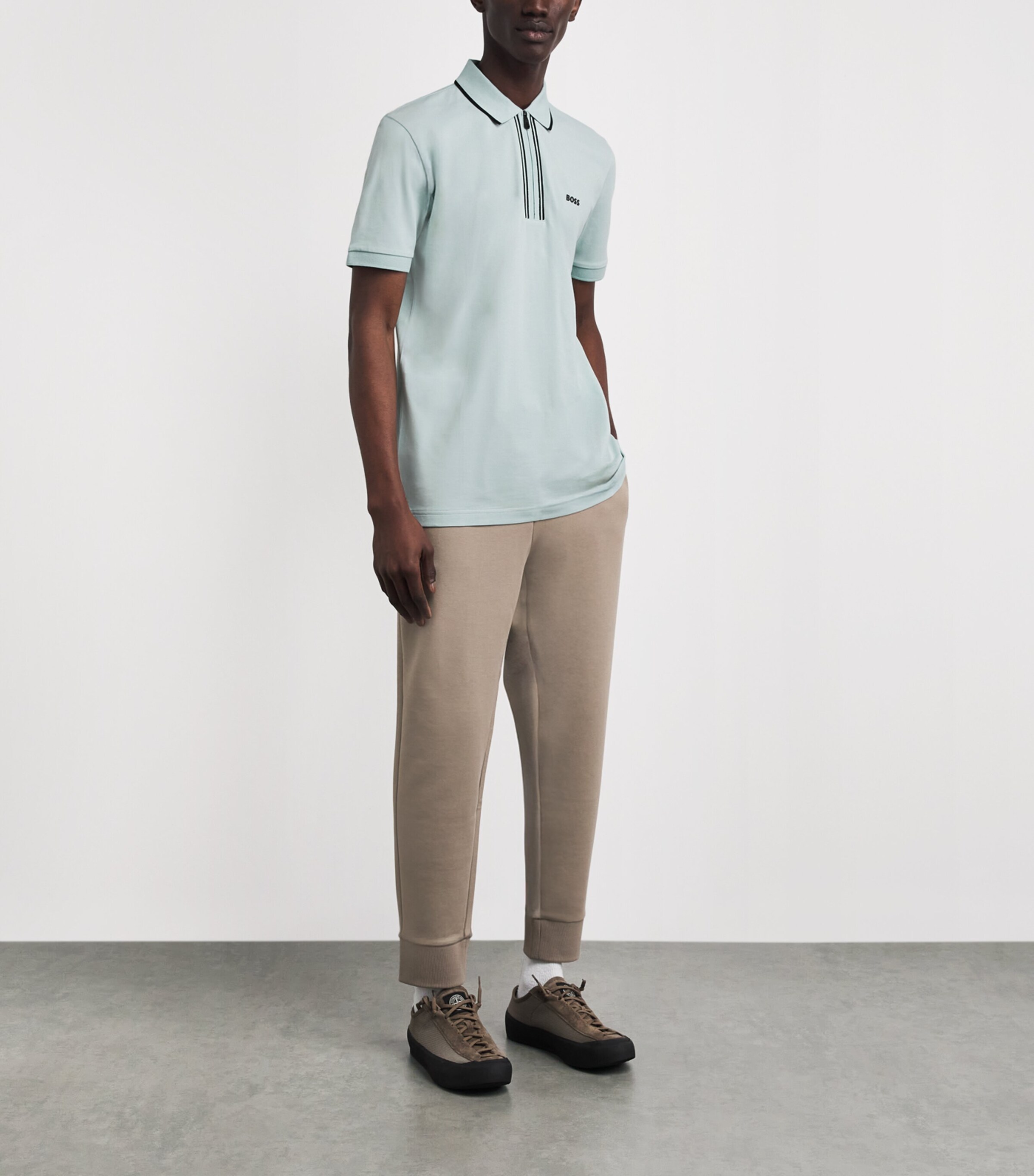 BOSS Mens Stretch-Cotton Logo Polo Shirt Image 2
