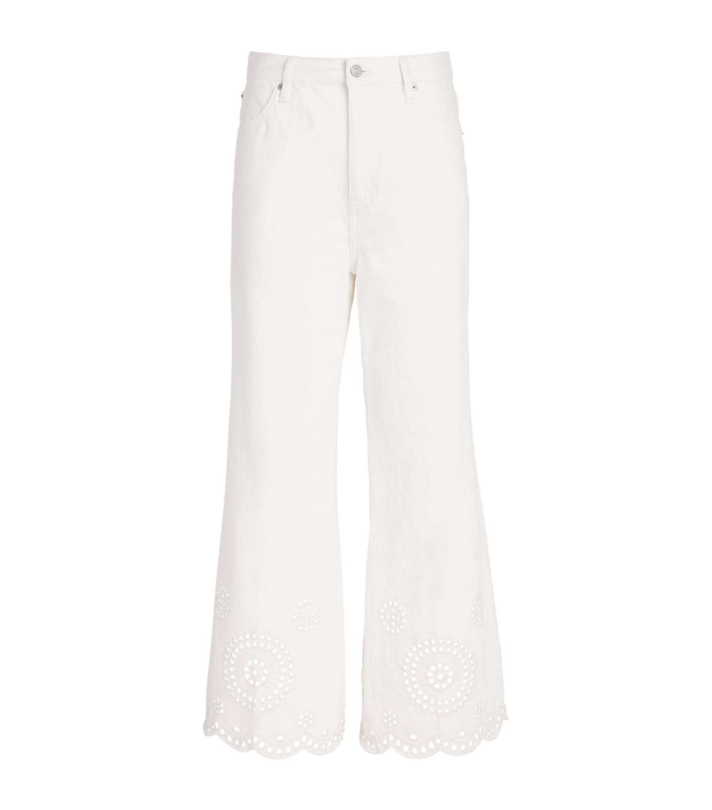 FRAME Womens The Eyelet High-Rise Flared Jeans White Image 1