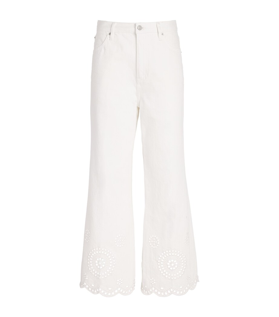 FRAME Womens The Eyelet High-Rise Flared Jeans White Image 1
