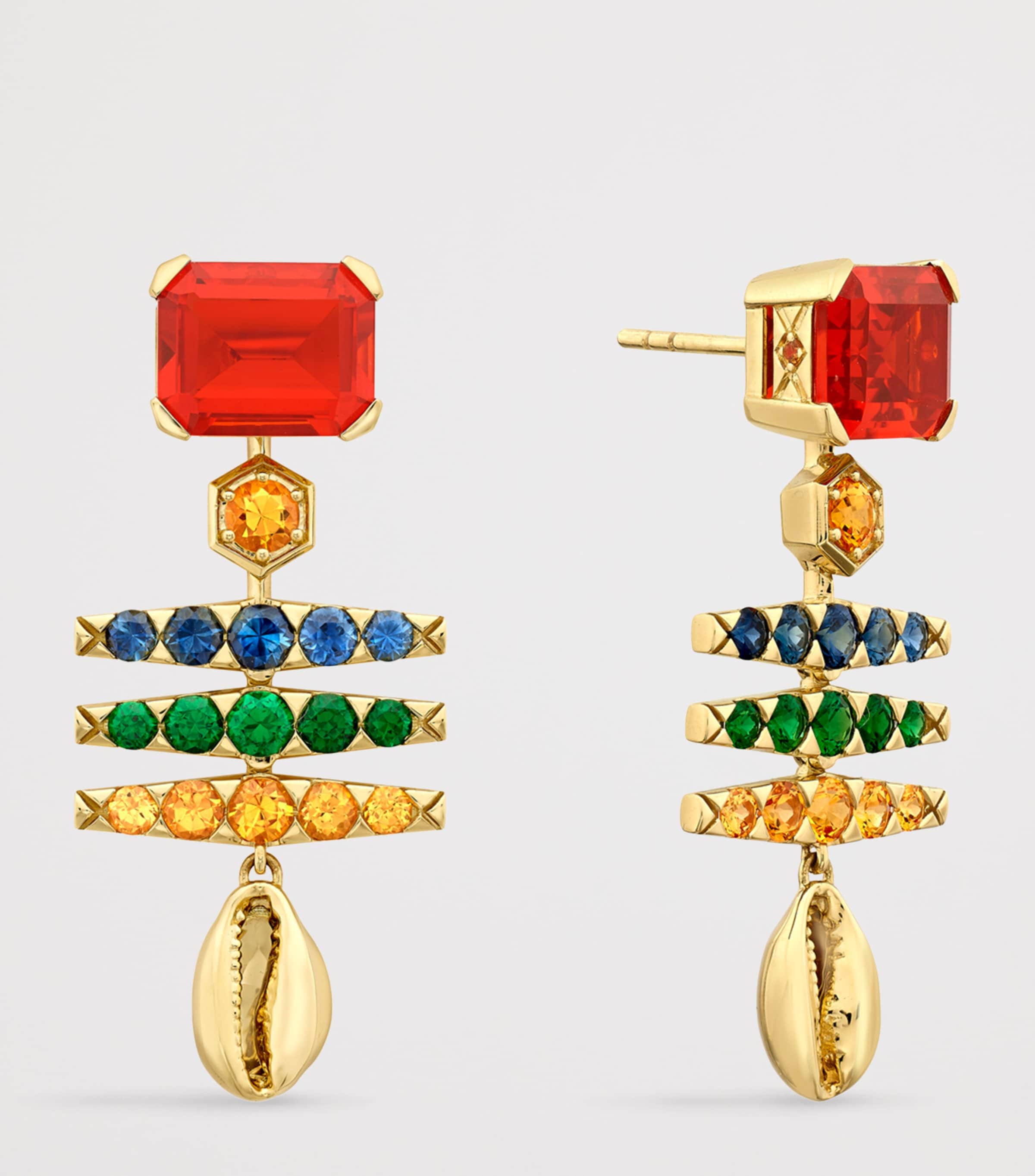 Yellow Gold, Opal, Garnet, Sapphire and Tsavorite Masai Mara Inside Africa Earrings YELLOW GOLD Image 3