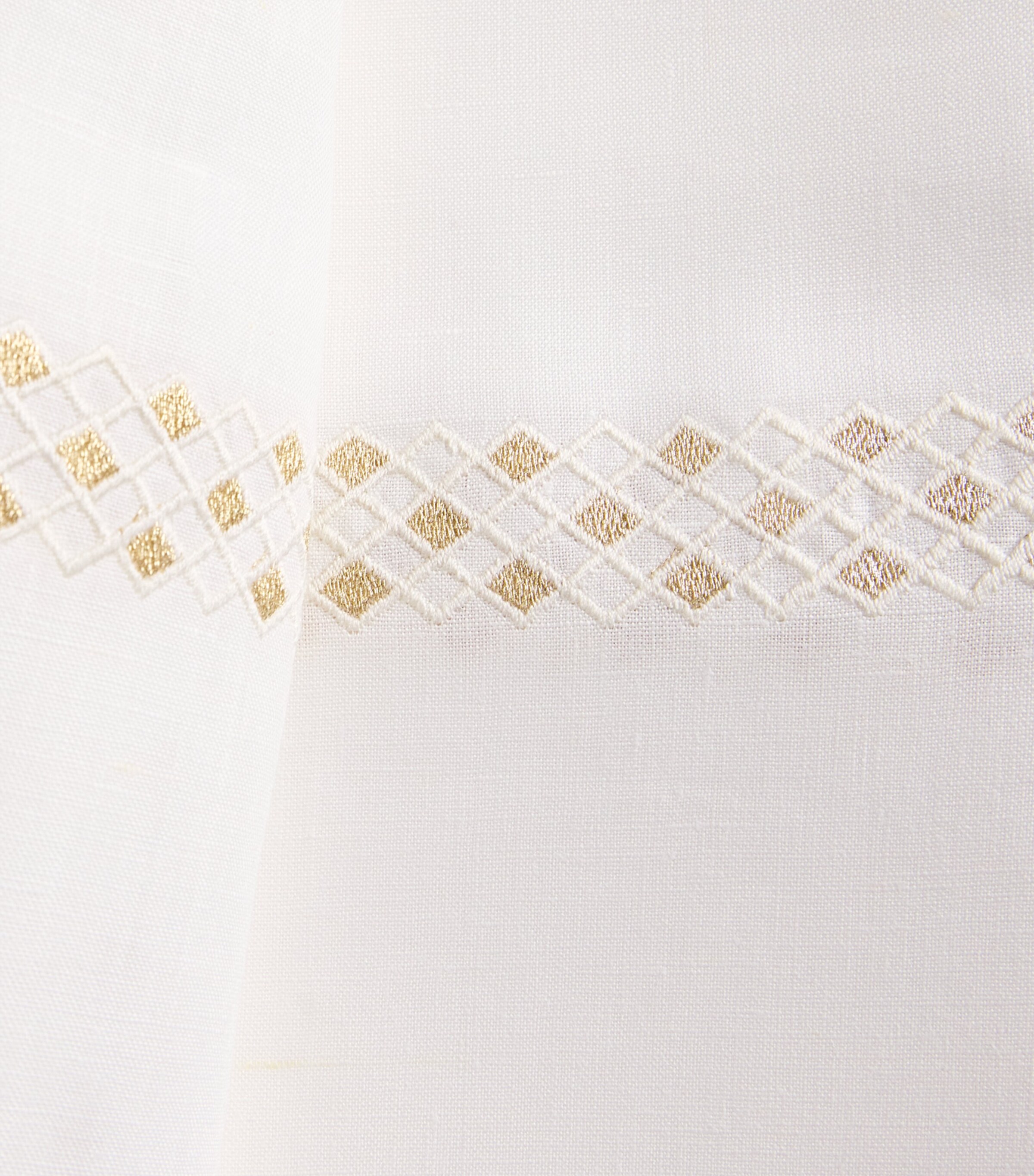 Linen Embroidered Liri Tablecloth (170cm x 270cm) WHITE/GOLD Image 4