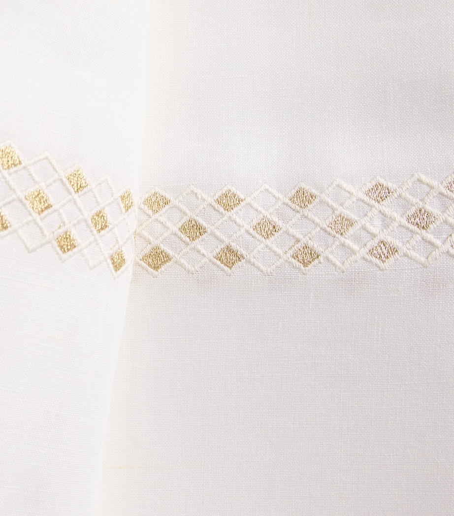 Linen Embroidered Liri Tablecloth (170cm x 270cm) WHITE/GOLD Image 4