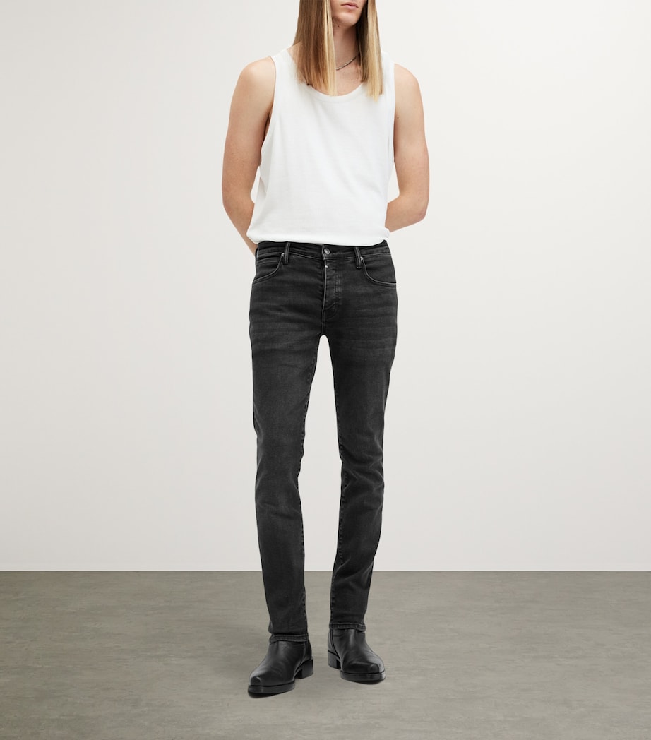 AllSaints Mens Sid Slim Jeans Washed Black Image 2