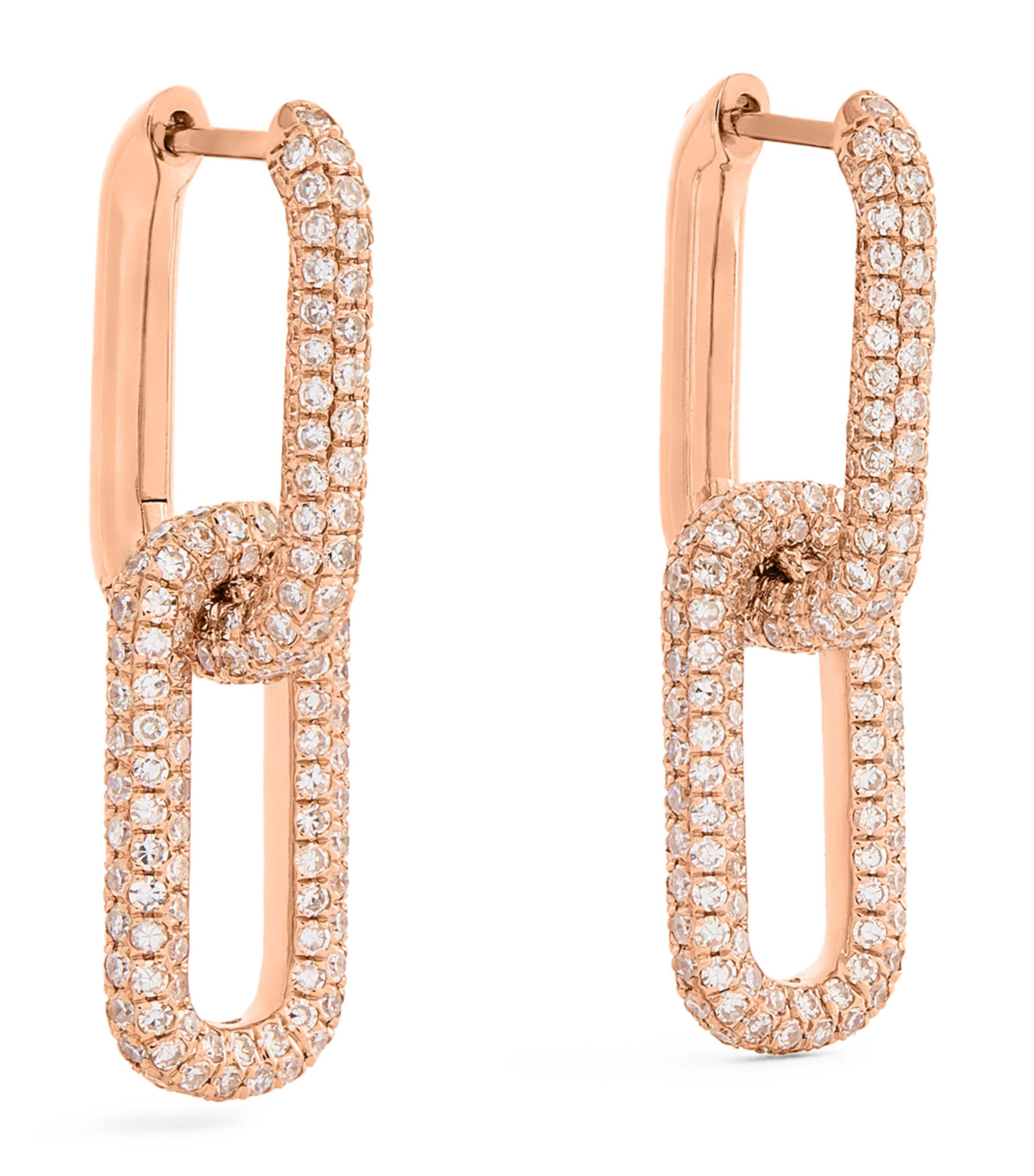 Shay Rose Gold And Diamond Pavé Link Earrings In Gold