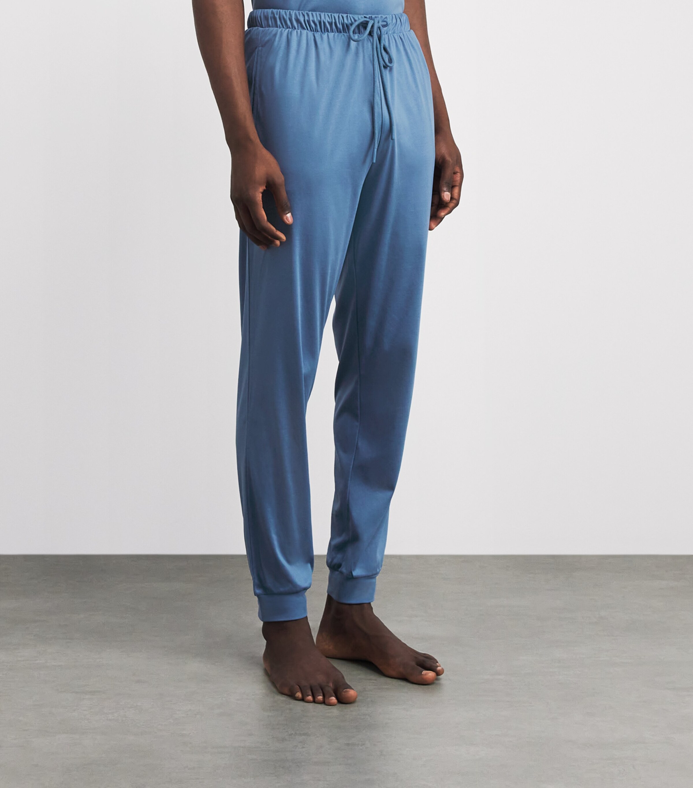 Zimmerli Mens 286 Sea Island Lounge Trousers Blue Horizon Image 4