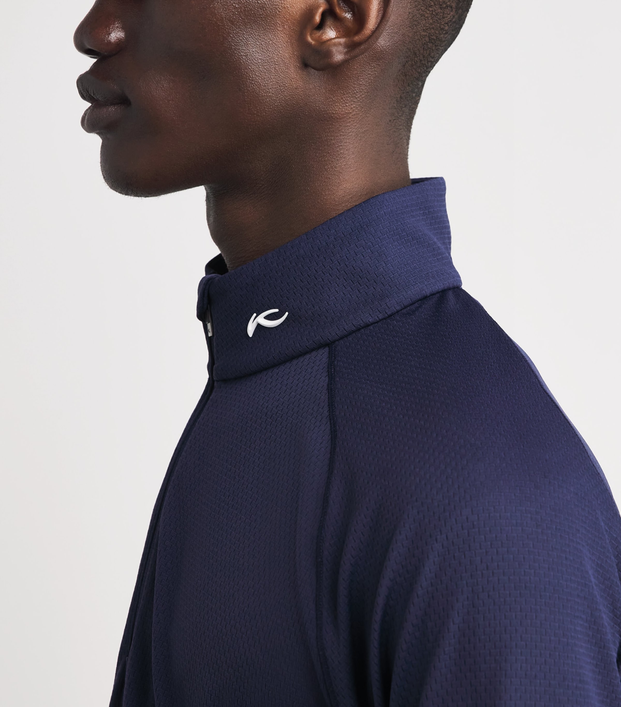 KJUS Mens Pima Cotton Hollow Half-Zip Top Atla Blue Image 3