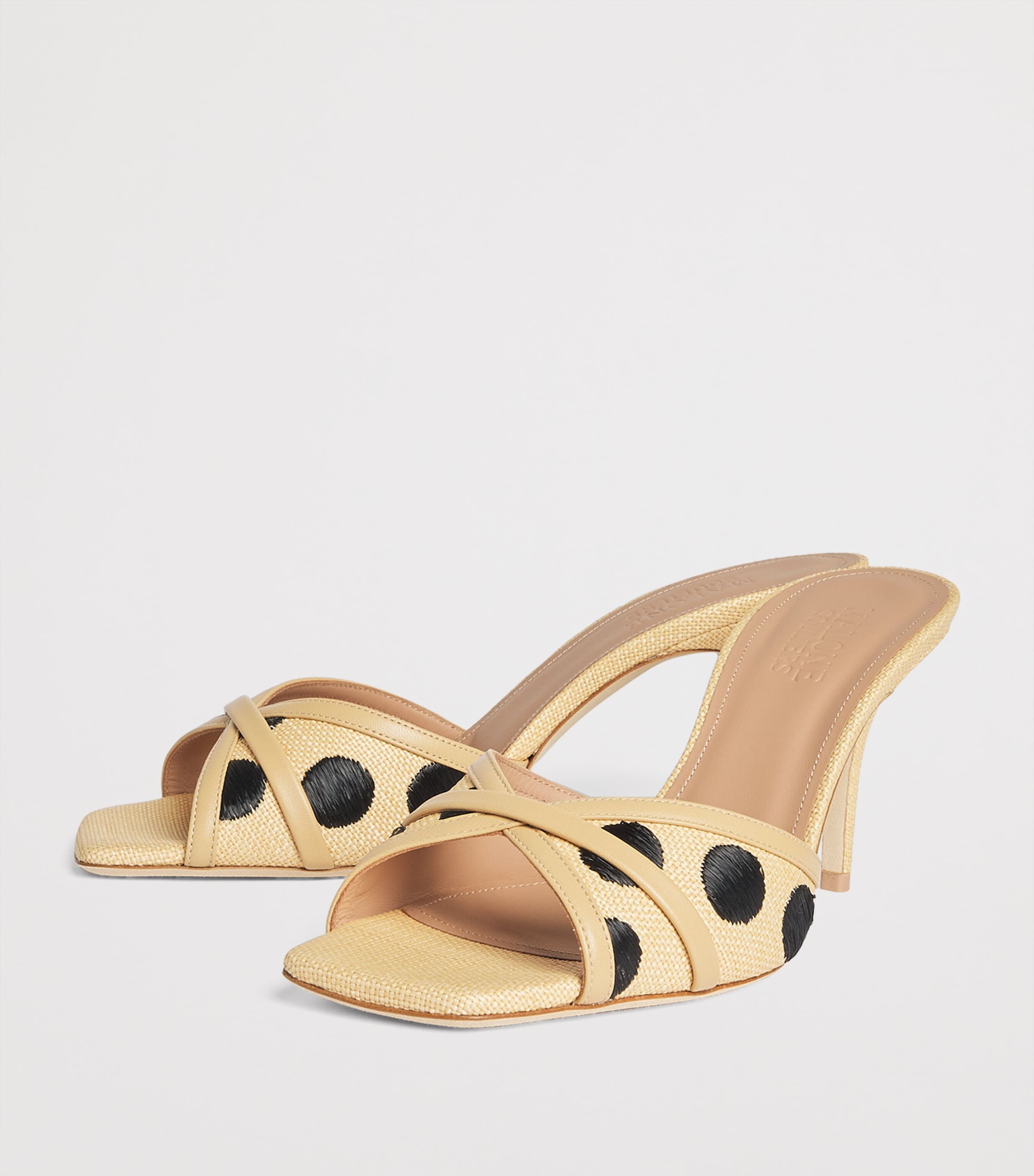 Malone Souliers Raffia-Leather Perla Mules 70 Beige Image 3