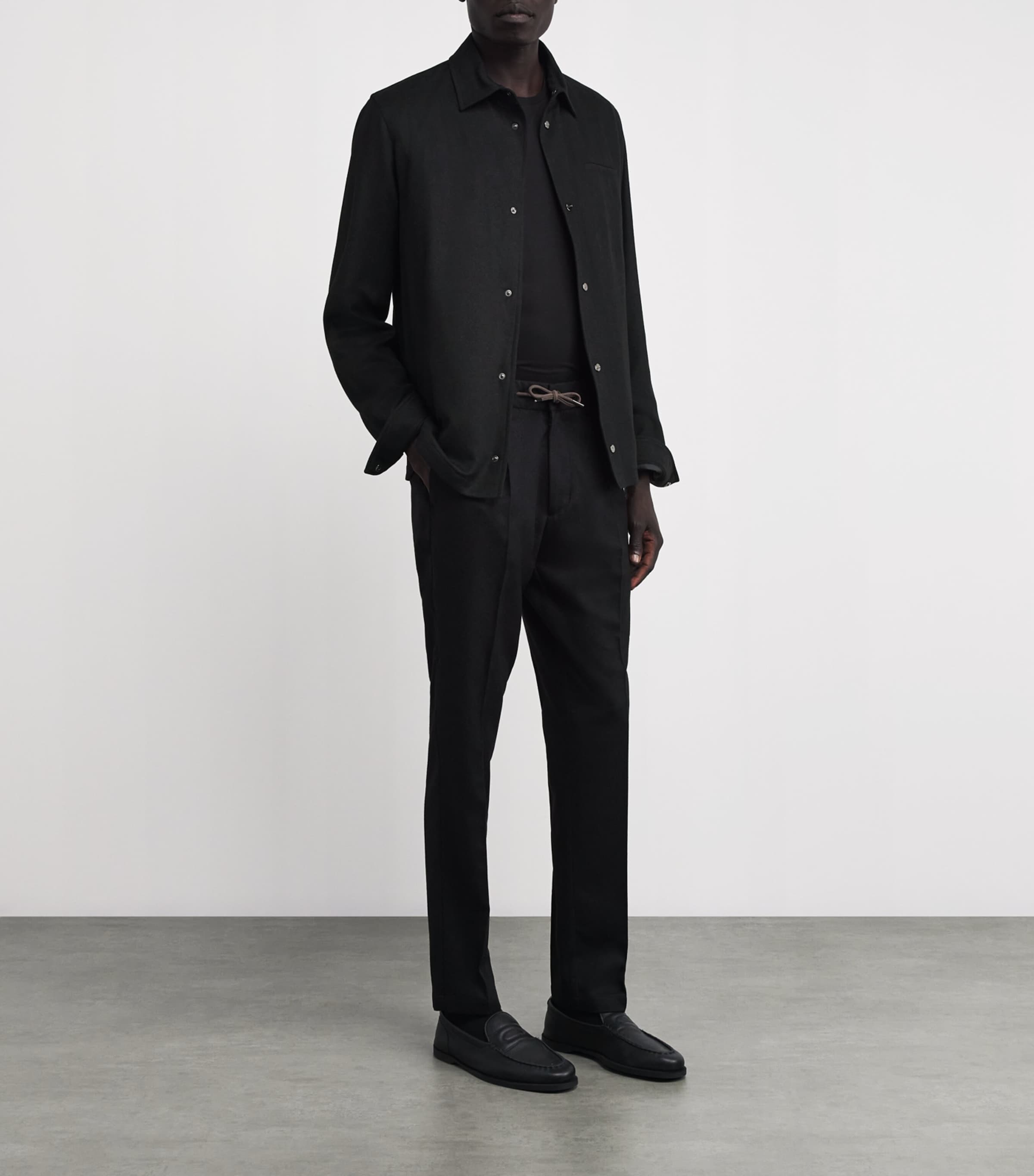 Water-Repellent Cashmere-Silk Overshirt BLACK Image 2