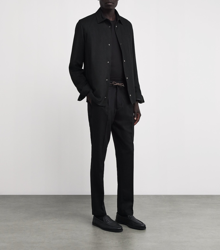 Water-Repellent Cashmere-Silk Overshirt BLACK Image 2