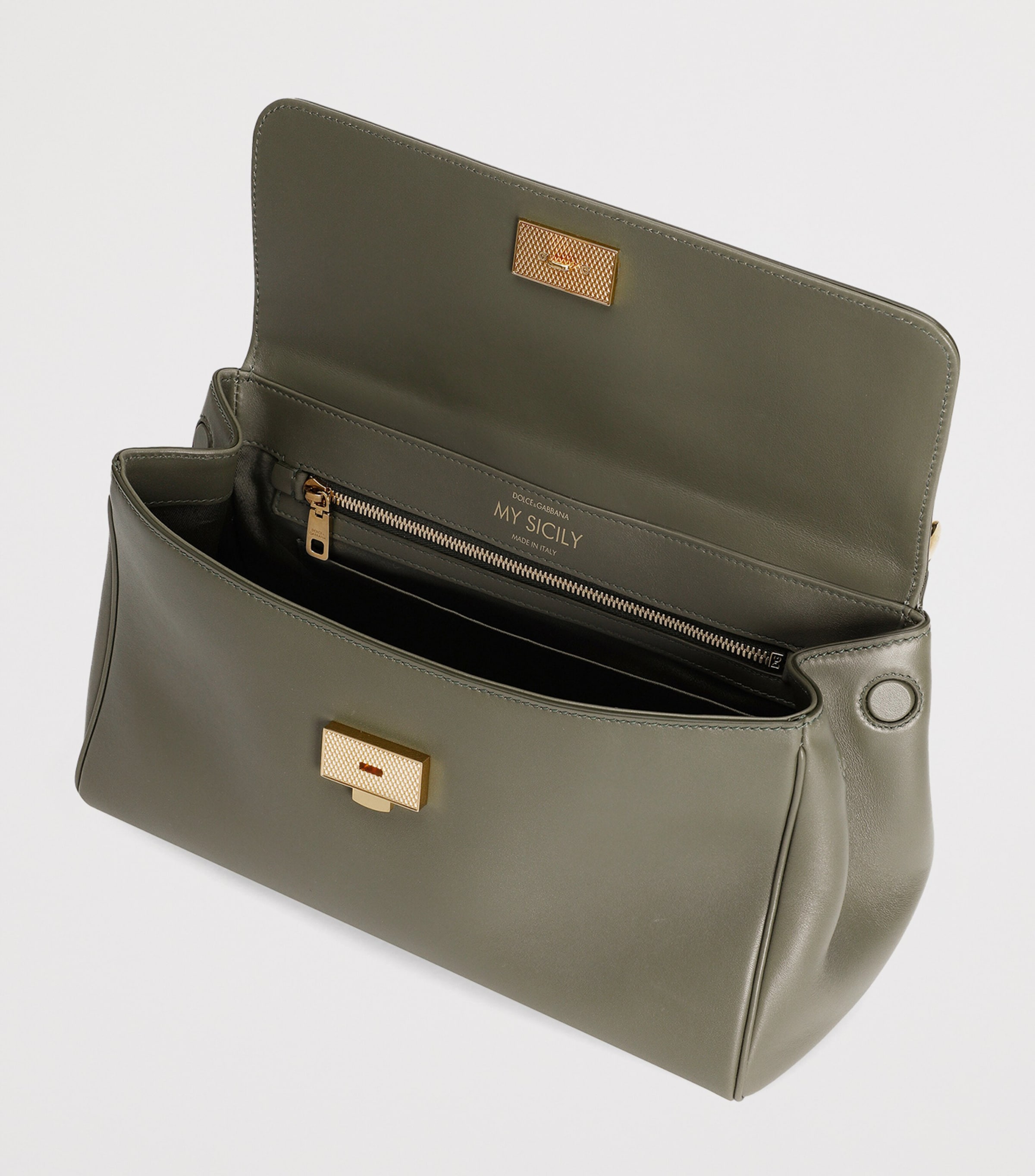 Plongé Calfskin My Sicily Top-Handle Bag 80560-DARK GREE Image 7