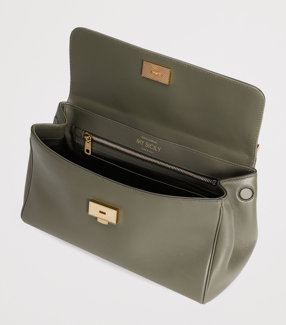 Plongé Calfskin My Sicily Top-Handle Bag 80560-DARK GREE Image 7