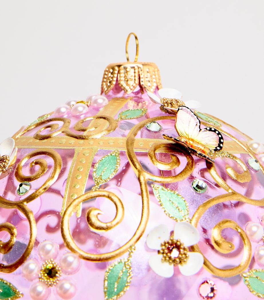 Pink Glass Floral Butterfly Bauble PINK/PURPLE Image 3
