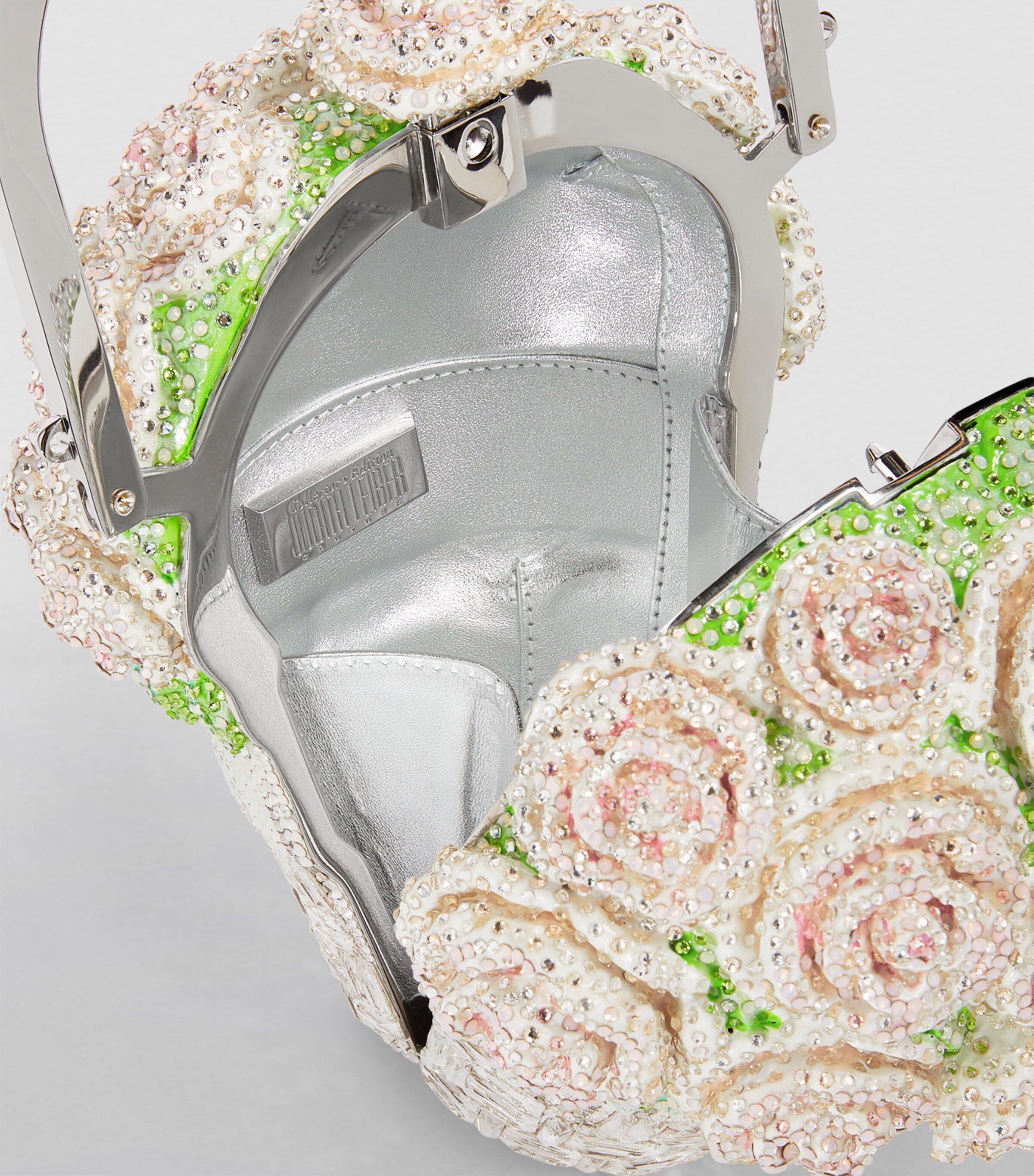 Judith Leiber Basket of Roses Top-Handle Bag Srhmt Silver Rhine Image 3